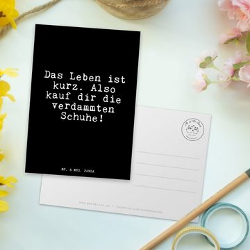 Mr. & Mrs. Panda Postkarte Das Leben ist kurz.... - Schwarz - Geschenk, Freundin, Schuhe, Ansich, Hochglänzend veredelt