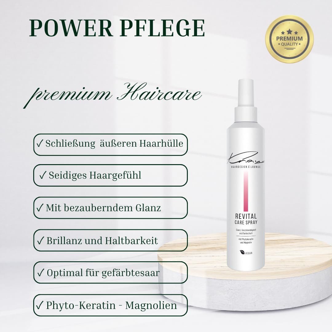 Knaus Hairdesign Haarpflege-Spray REVITAL CARE SPRAY Leave-In Coloriertes Haar Glanz, VEGAN, 2-Phasen Farbschutz Leave-in