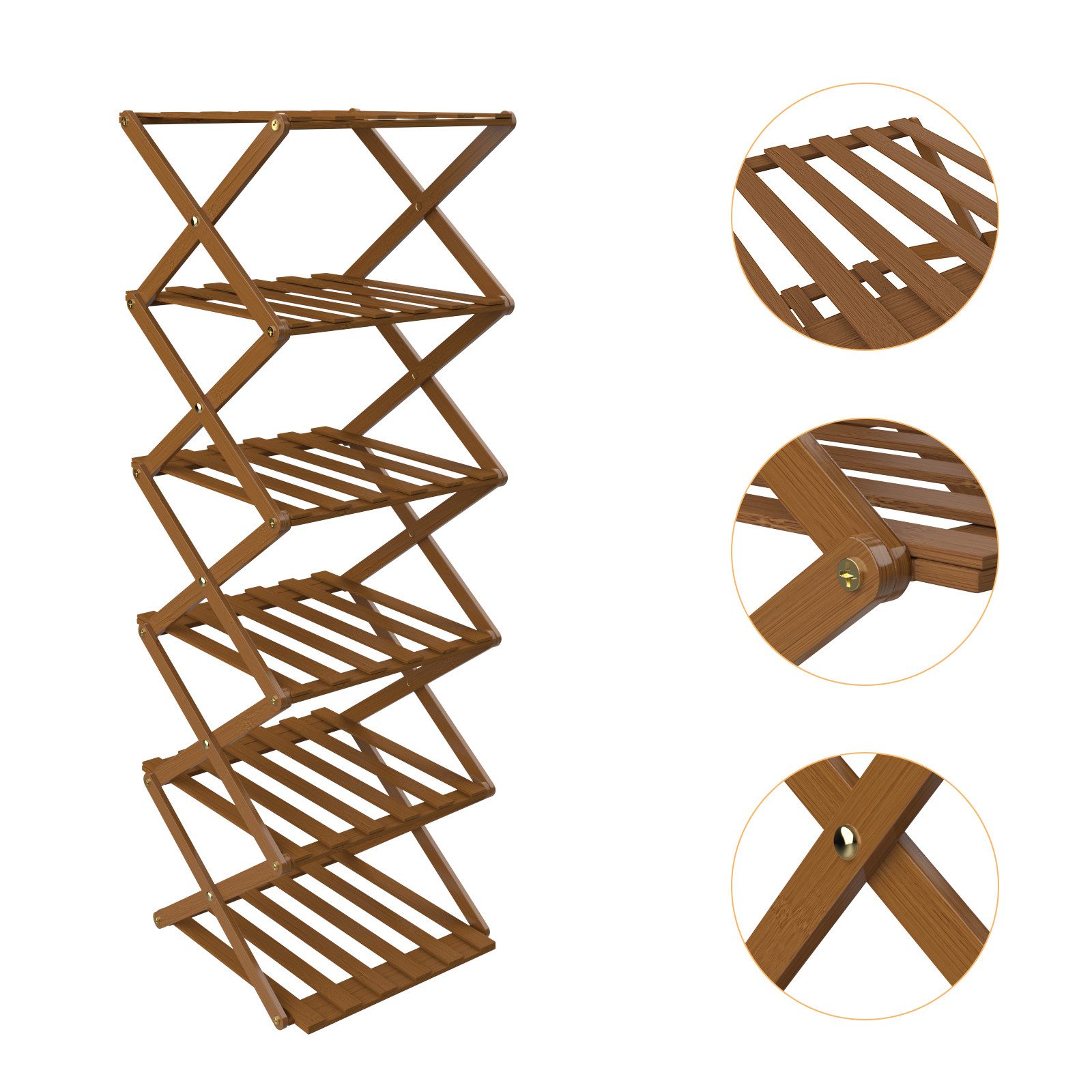 JEOBEST Schuhregal Faltbares Schuhregal aus Bambus günstig online kaufen