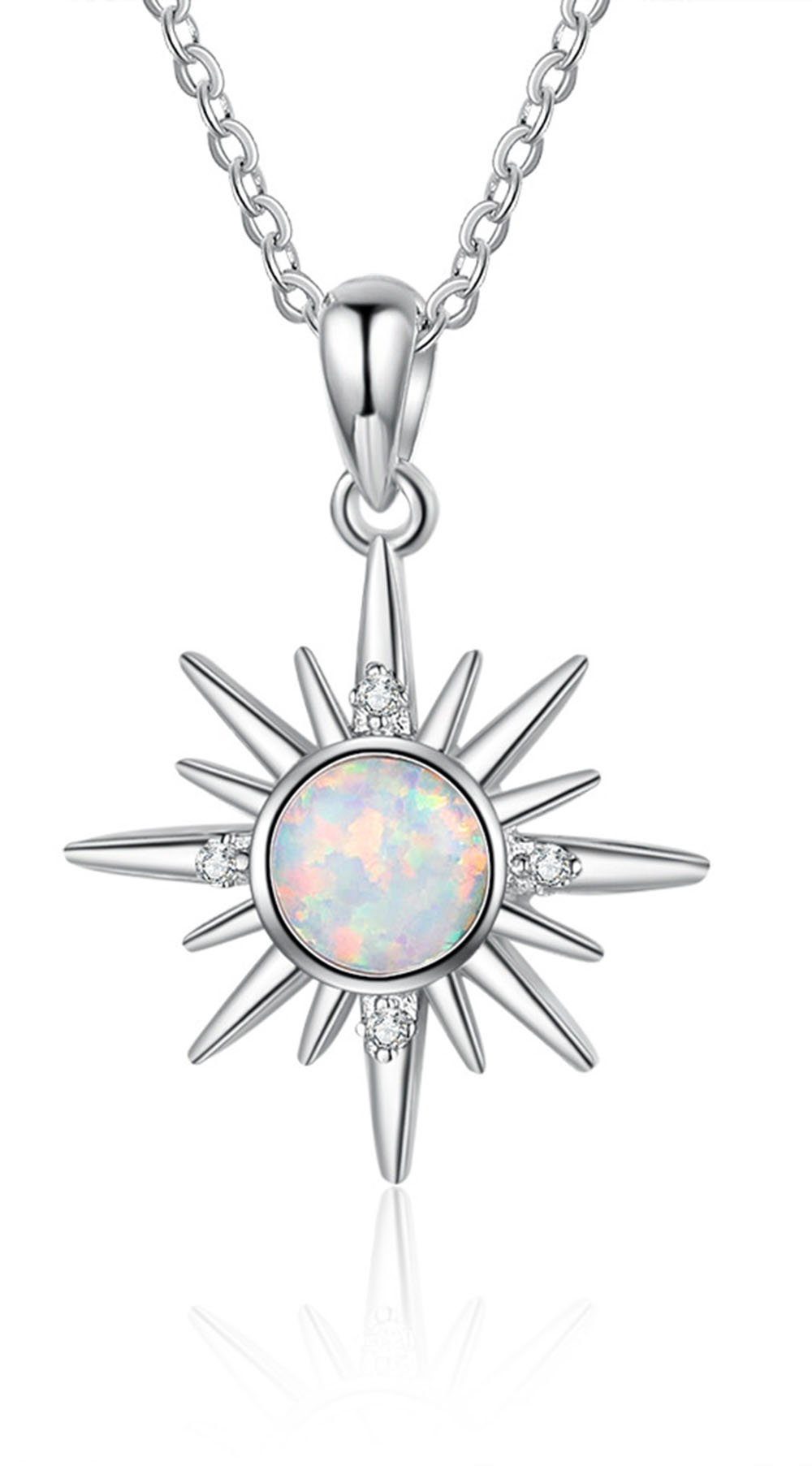 Haiaveng Charm-Kette Kette mit Anhänger Damenhalskette mit Anhänger, S925 Silber Sonnenblume Halskette