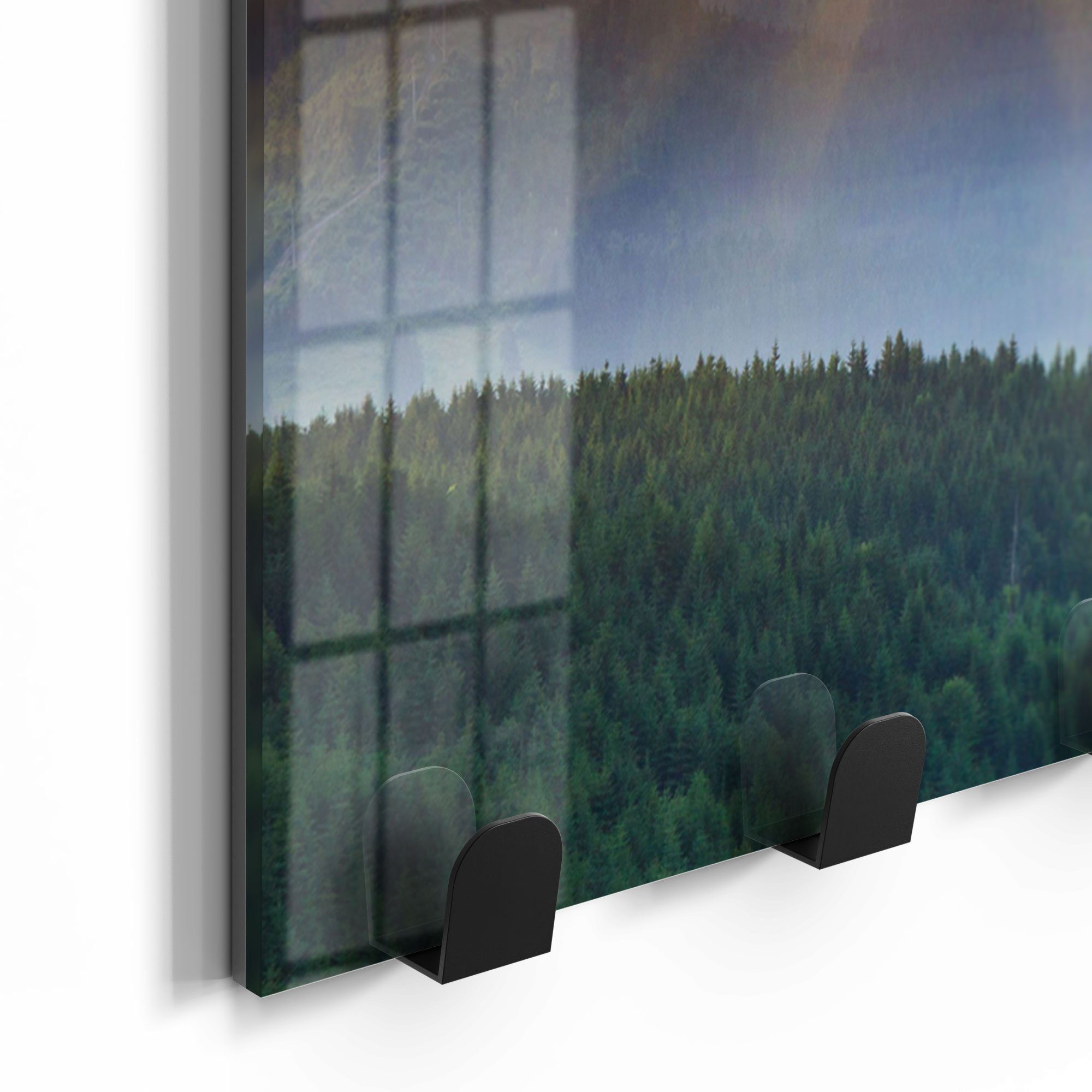 Kleiderhaken Paneel Glas magnetisch 'Bewaldete Hügel', beschreibbar DEQORI Garderobe
