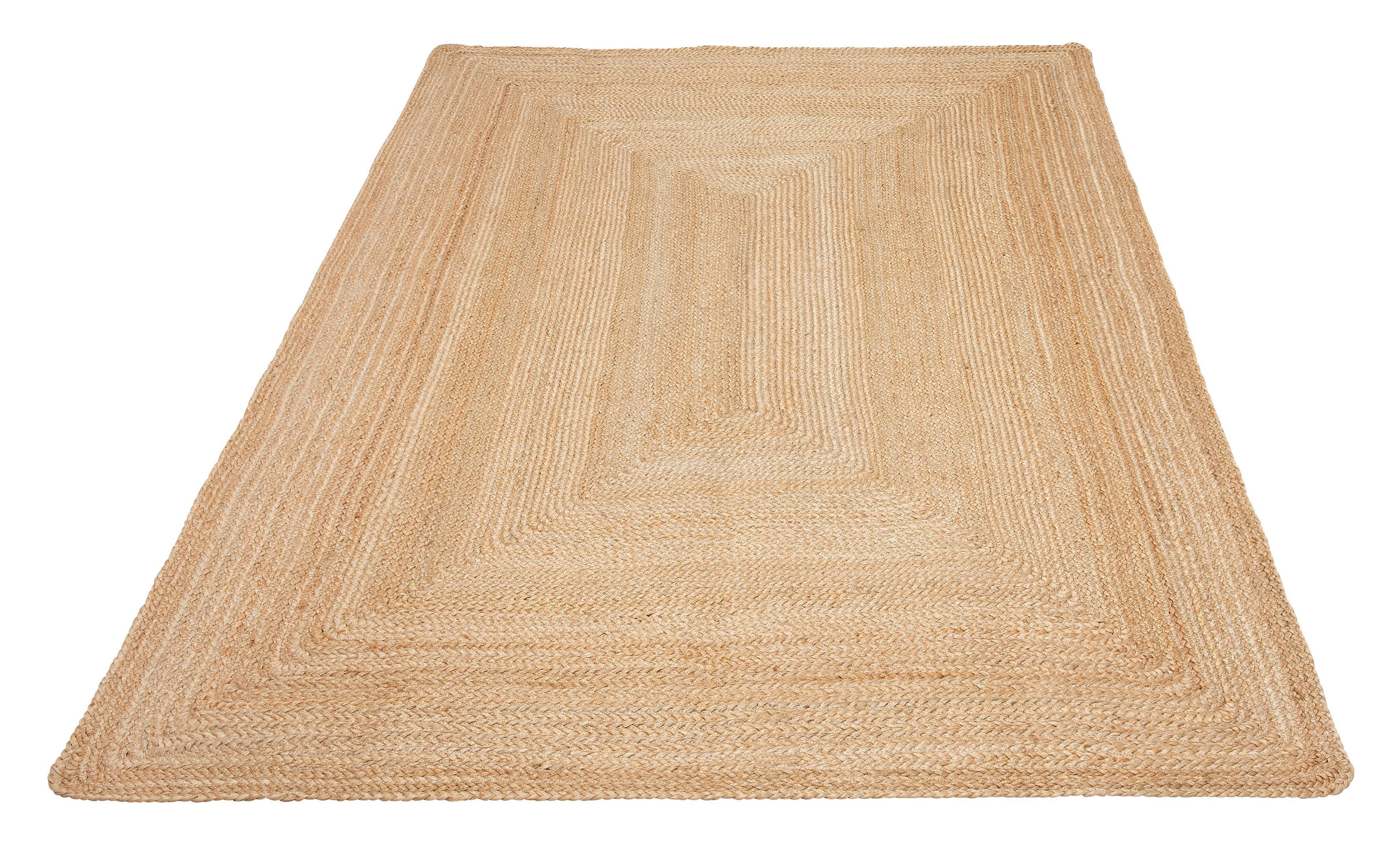 my home Teppich Naturala, Jute-Teppich, handgefertigt, rechteckig, Höhe: 5 mm, Naturprodukt, Jute, Boho, Wendeteppich, Wohnzimmer, Esszimmer
