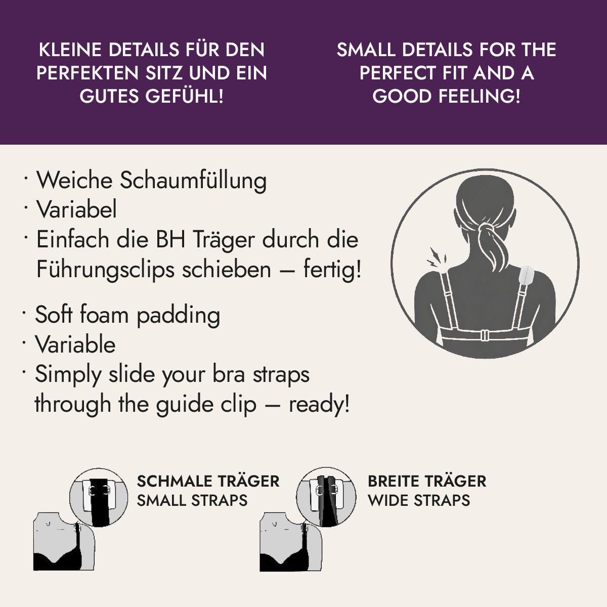 Miss Perfect BH-Träger 40002-9, Padded Cotton Comfort Cushions – Trägerkissen aus Baumwolle