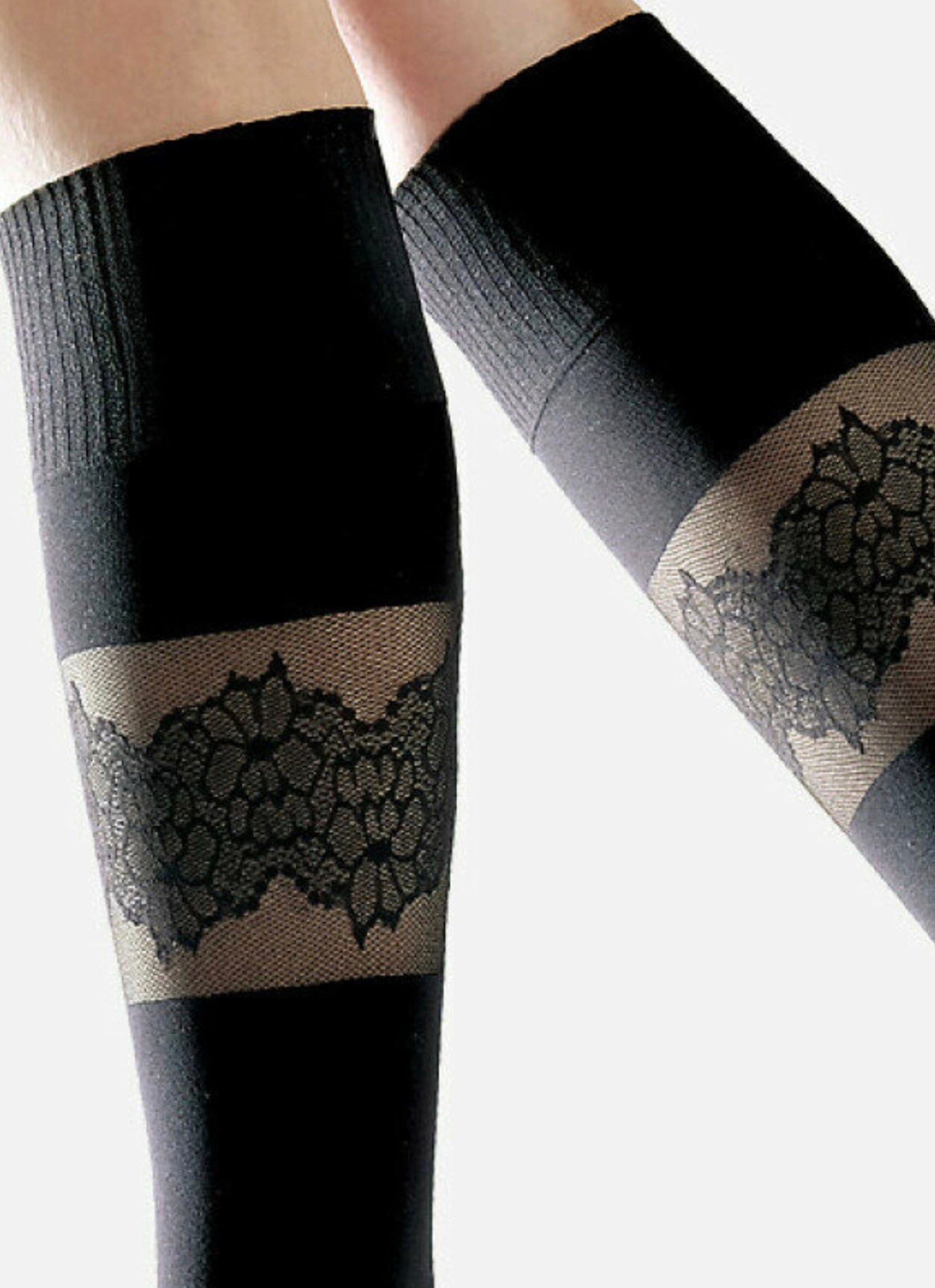 Lycille Feinsocken Lace Noir – Elegante Kniestrümpfe 60 den Damen mit floraler Spitze – Bild 3 von 4