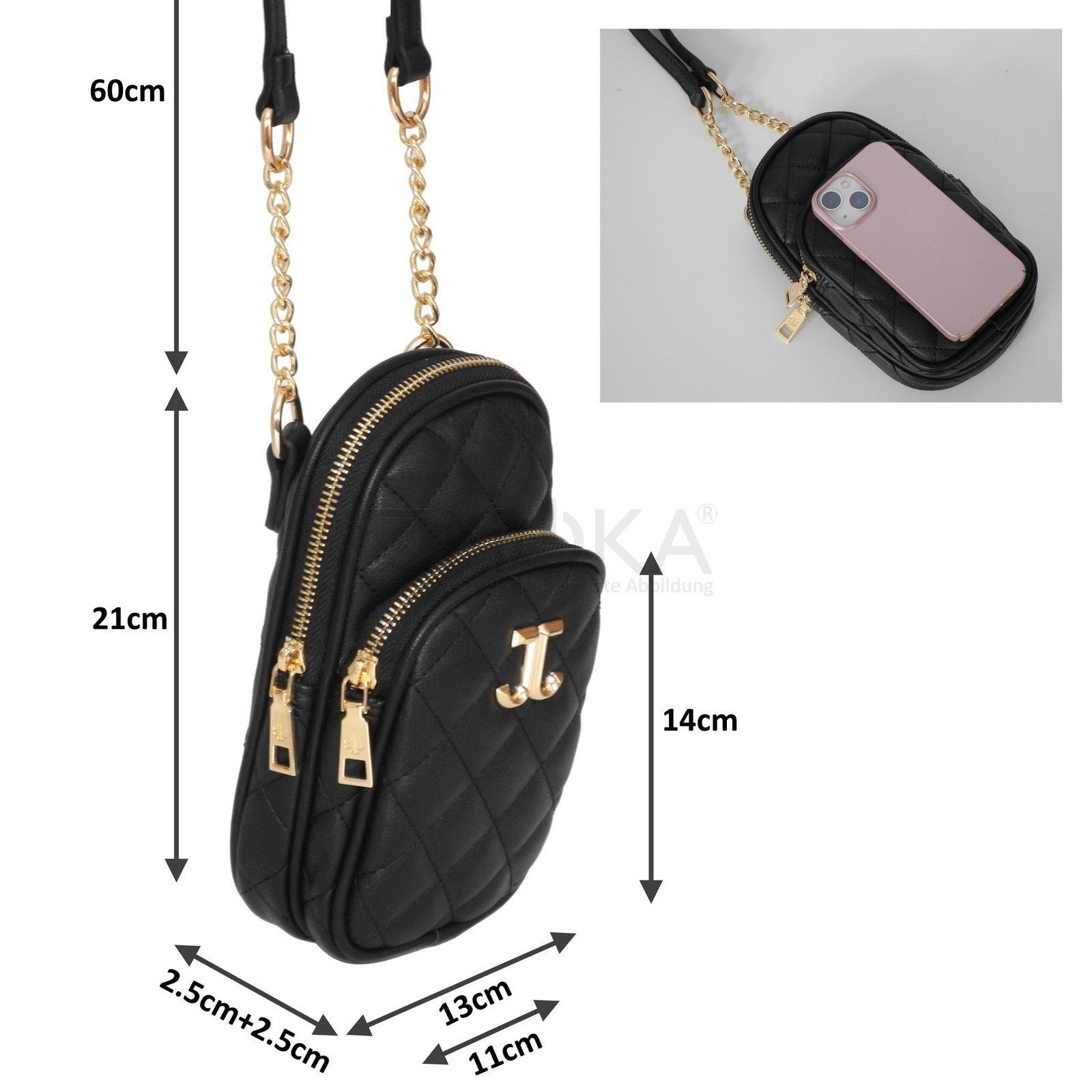 Jones Jennifer Jones Schultertasche Handtasche moderne Damen - Handtasche Shopper Jennifer Schwarz