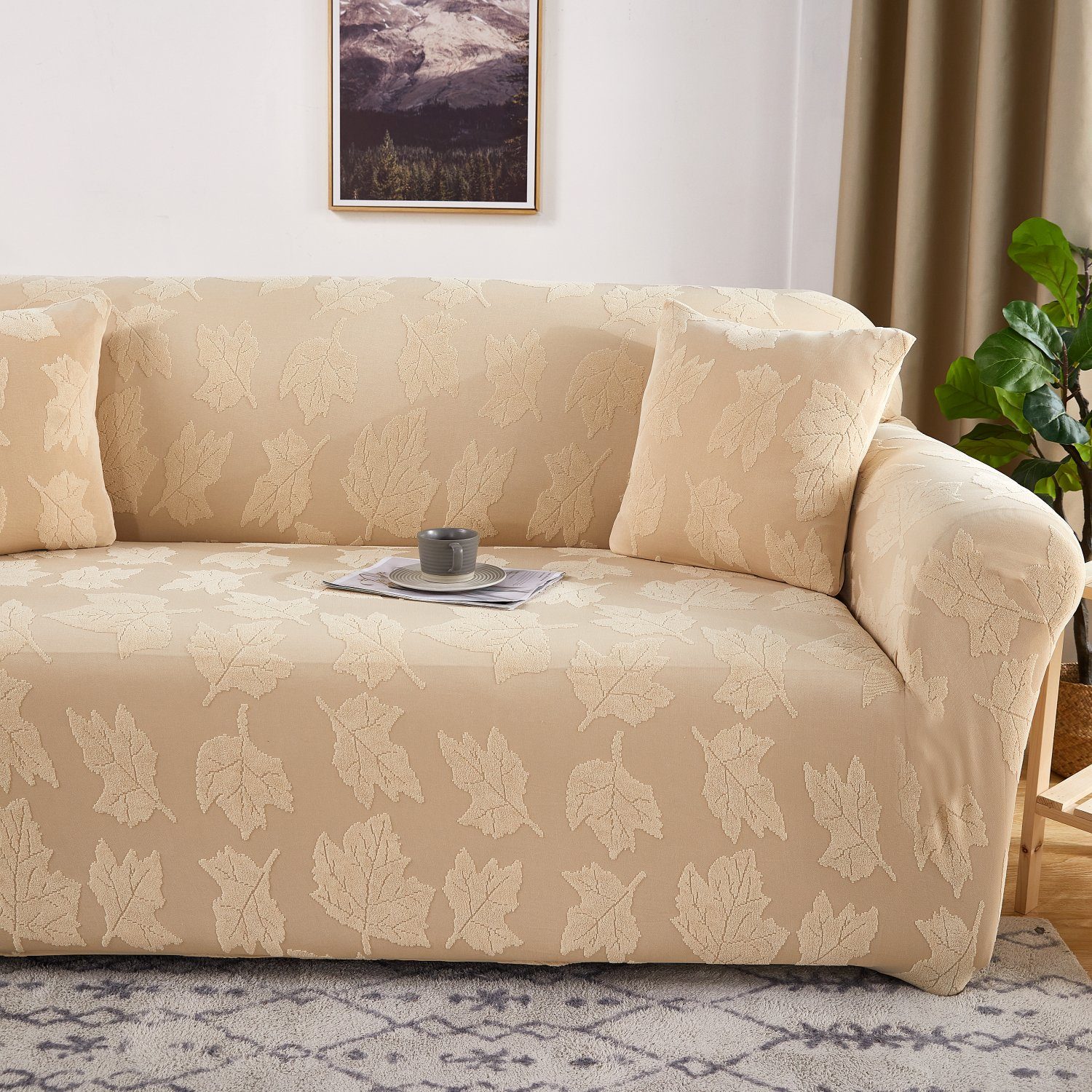 Stretch HOMEIDEAS, Möbelschutzbezug Beige-E Sofahusse, Jacquard-Couch-Sofabezüge,