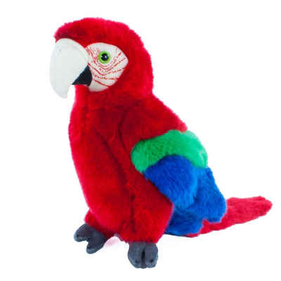 Teddys Rothenburg Kuscheltier Papagei rot 26 cm Plüschpapagei Uni-Toys, kuschelweicher Plüsch