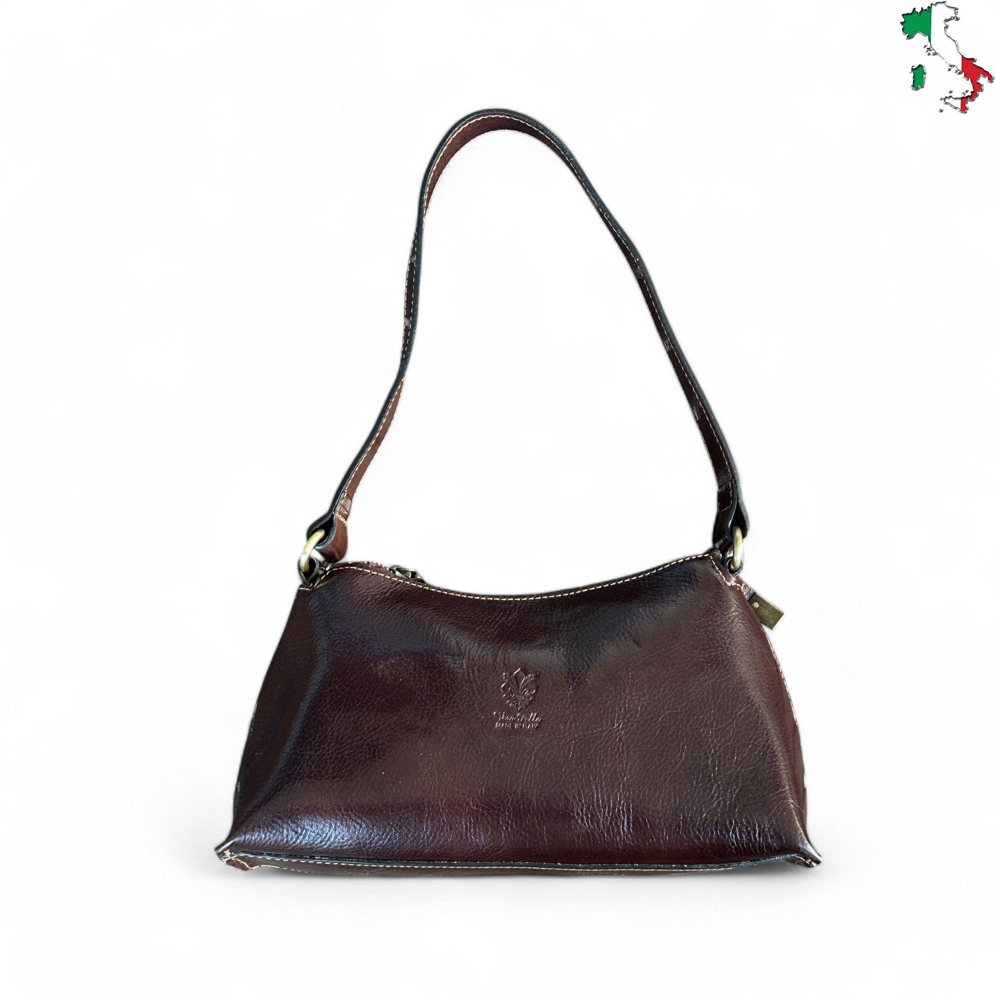 Handtasche Damenhandtasche aus Lackleder, Unterarmtasche, hergestellt in Italien