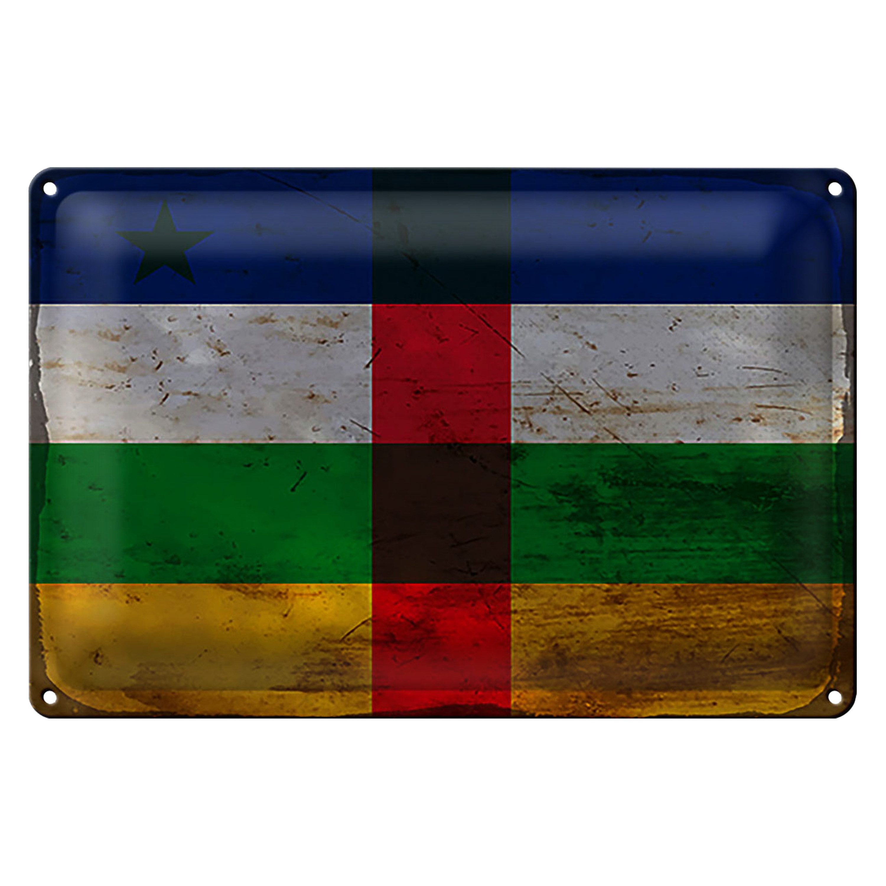 Roomando Metallschild Flagge Zentralafrikanische Republik 18x12cm RO