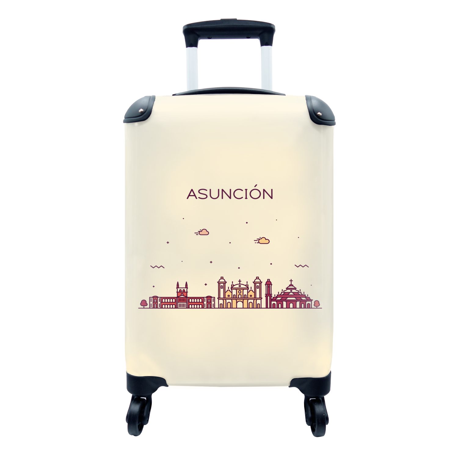 MuchoWow für Reisetasche Handgepäckkoffer - Asunción Skyline rollen, Rollen, Reisekoffer 4 Ferien, Trolley, Lateinamerika, mit - Handgepäck