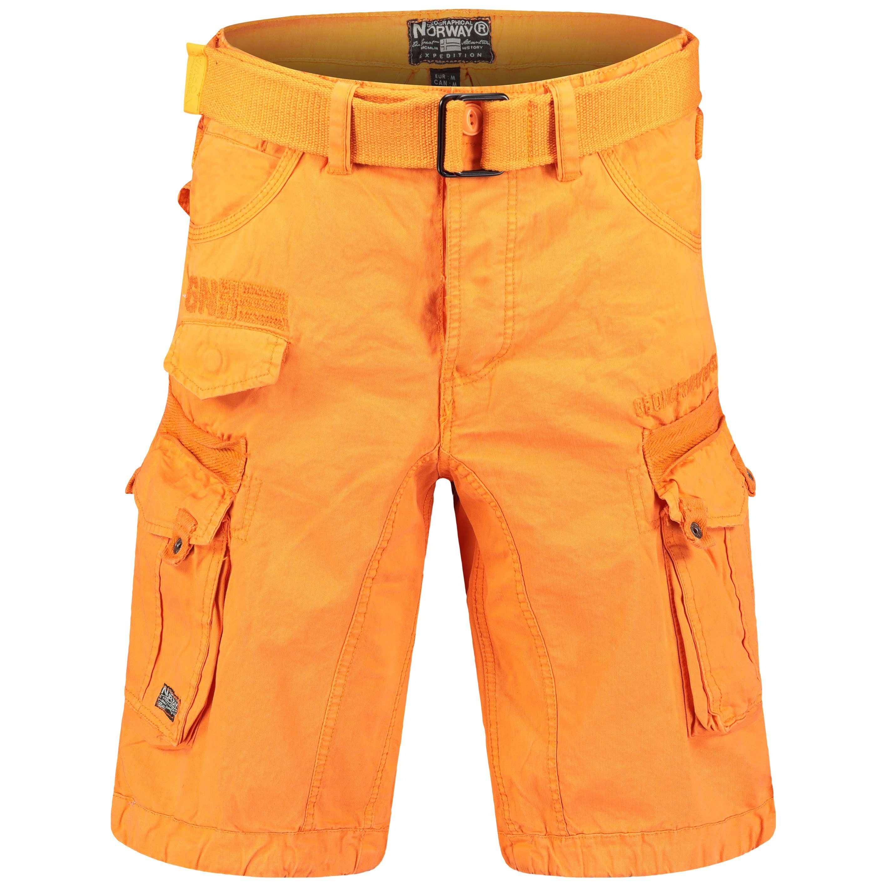 Geographical Norway Cargoshorts Herren kurze Hose Brpanoramique Basic (1-tlg) mit Gürtel ORANGE