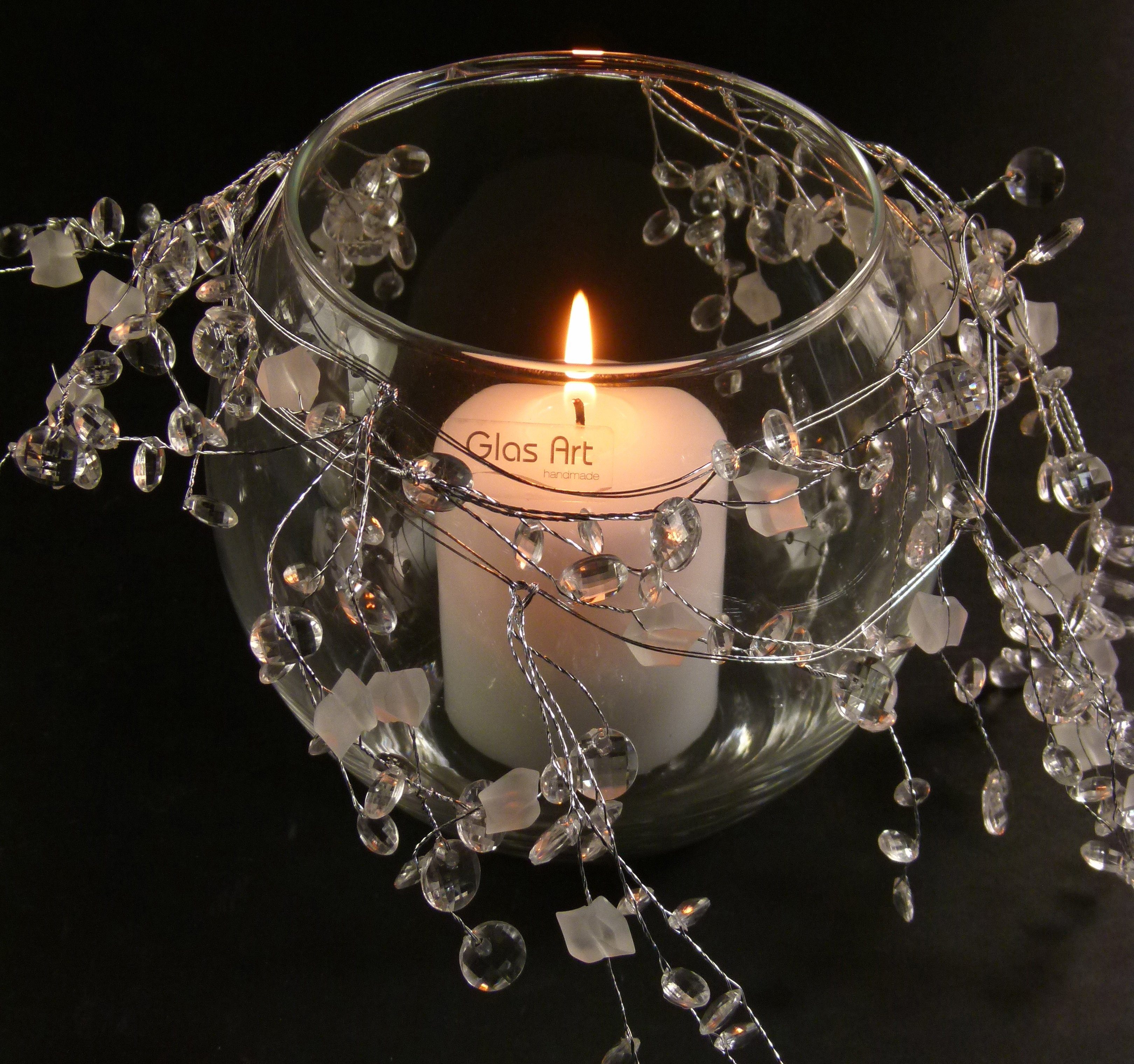 GlasArt Kugelvase Set Kugelvase aus Glas + passender Dekokette, handgefertigt (Set, 1 St., bestehend aus 1x Vase und 1x Dekokette), Klarglas