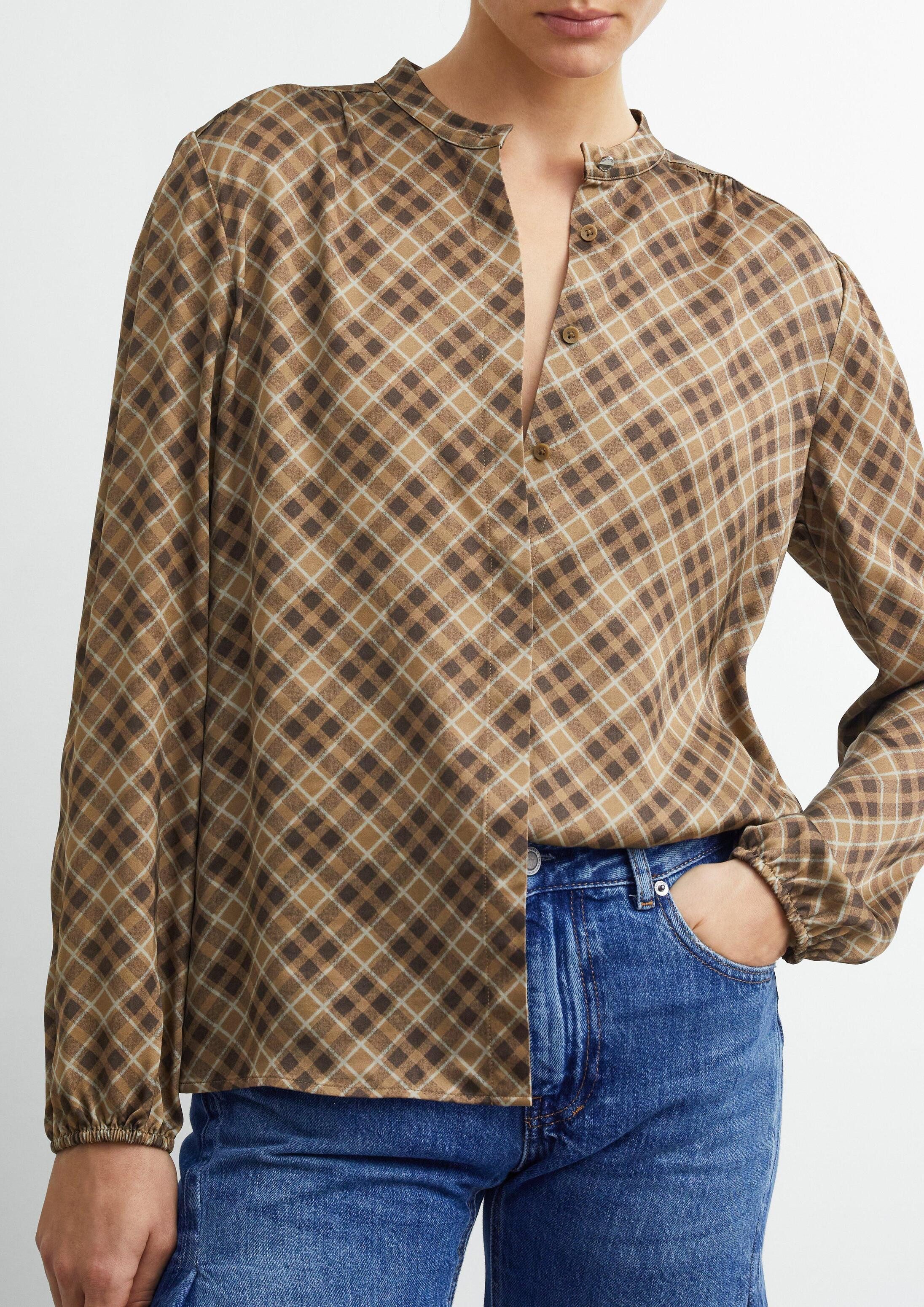 comma Langarmbluse Bluse Print-Bluse aus 100% Viskose