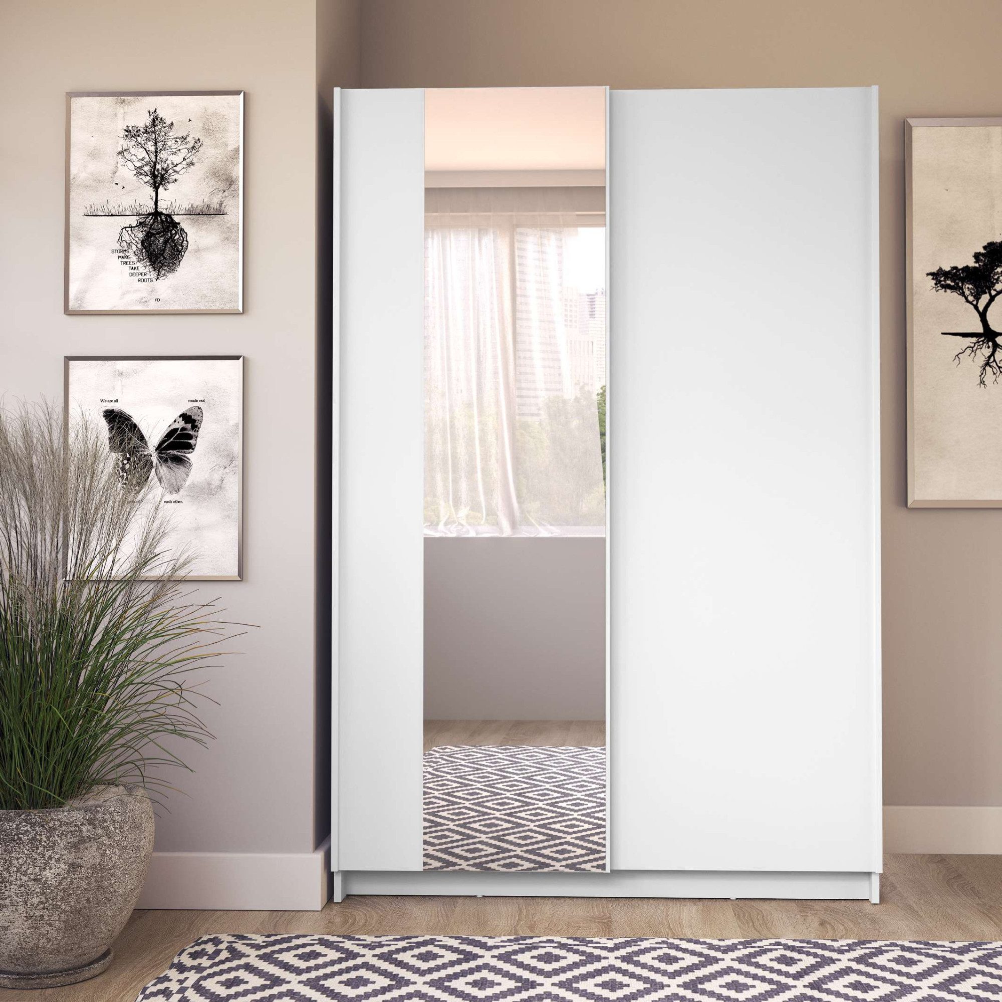 Home affaire Kleiderschrank Hildreth, Wäscheschrank, Schwebetüren, Versand nur 4,95! mit Spiegel, Metallkleiderstangen, FSC®-zertifiziert, in 3 Breiten