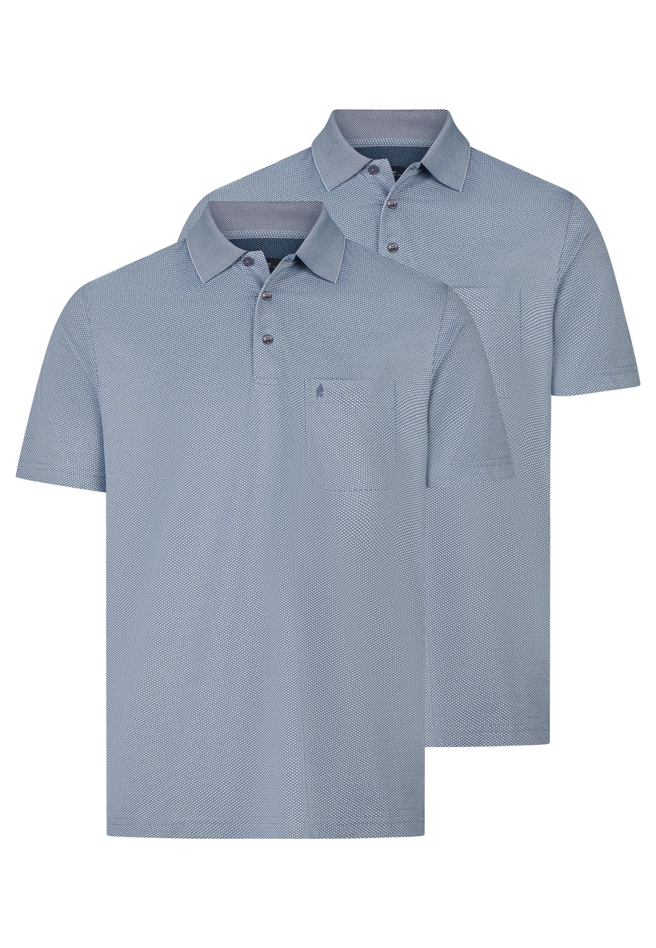 RAGMAN Poloshirt 2er Pack Basic (Spar-Set, 2-tlg) Poloshirt - Baumwolle - Atmungsaktiv - Dezentes Jacquard-Muster