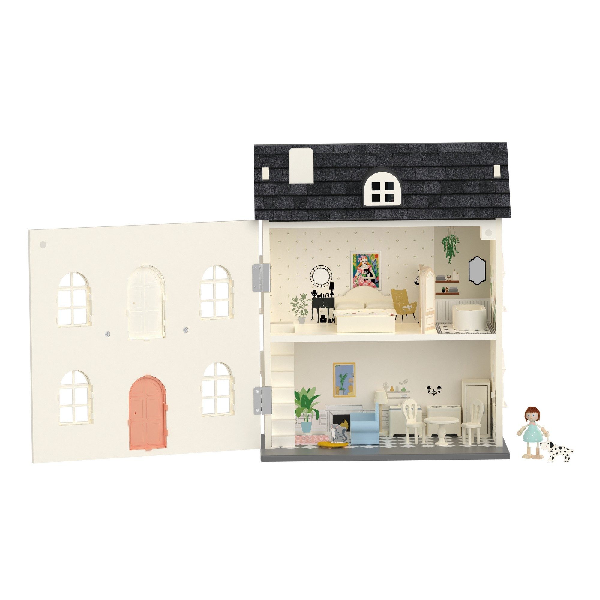 Classic World Puppenhaus Classic World - Puppenhaus Vintage - 35,5x21,5x44,5cm - ab 3 Jahre