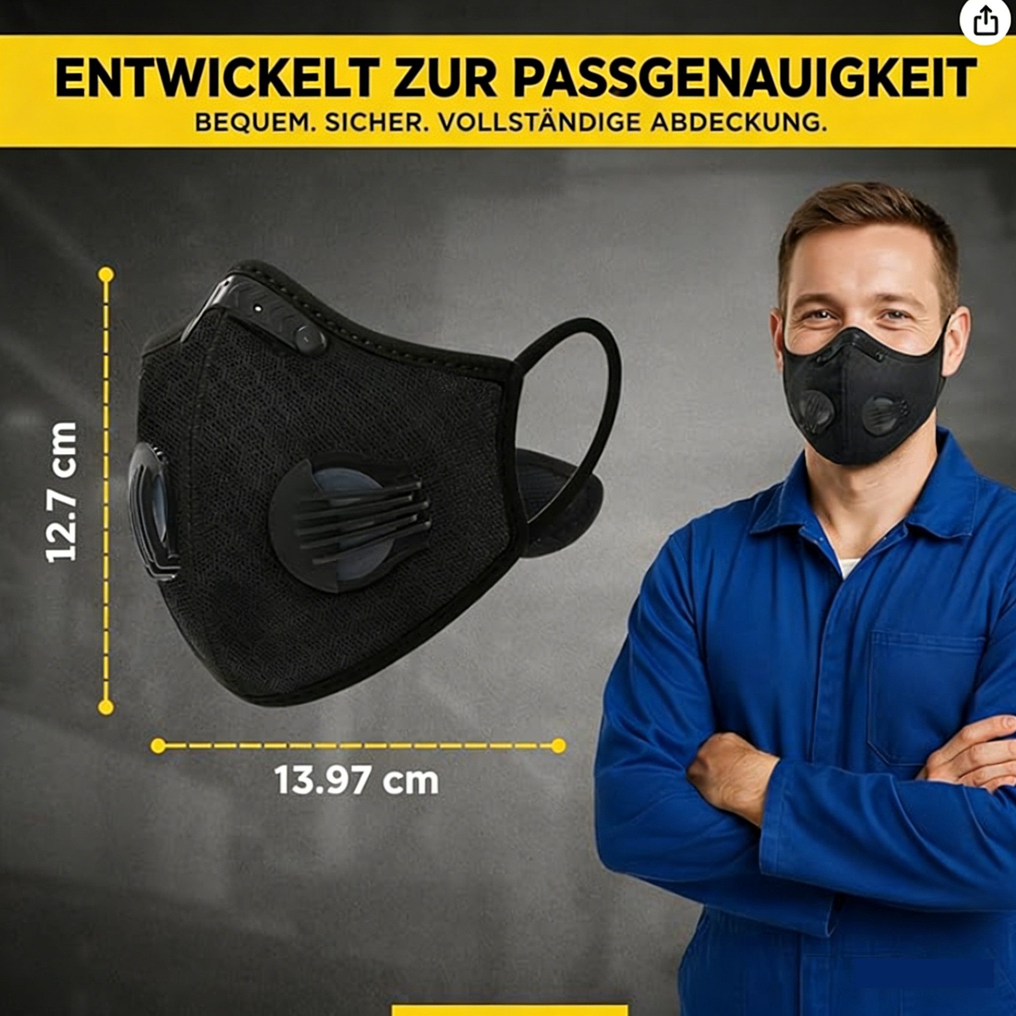 FANNOU Sturmhaube Halbgesichtsmaske Fahrrad Winddicht Sport Maske mit Filter (1-St) Ideal zum Skifahren, Radfahren, Motorradfahren, Skateboarden