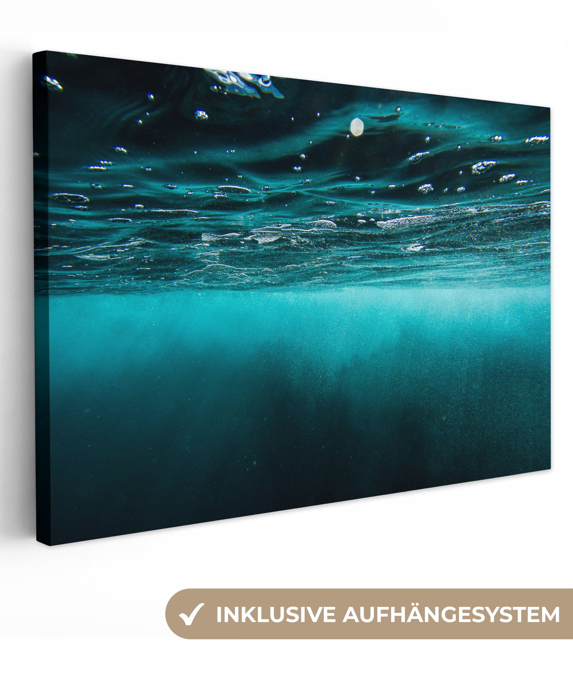 OneMillionCanvasses® Leinwandbild Meer - Unterwasser - Blau, (1 St), Wandbild Leinwandbilder, Aufhängefertig, Wanddeko, 30x20 cm