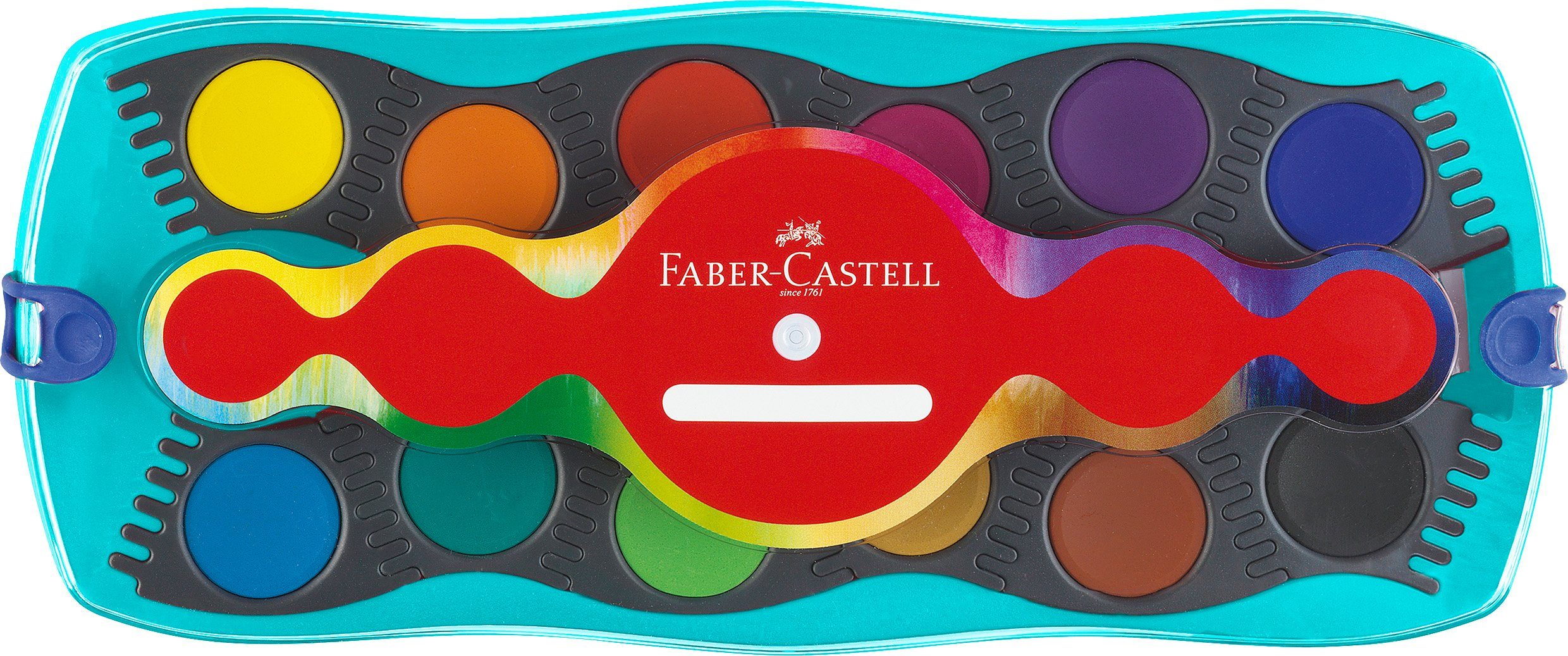 Faber-Castell Farbkasten Farbkasten Connector türkis 12 Farben + Deckweiß