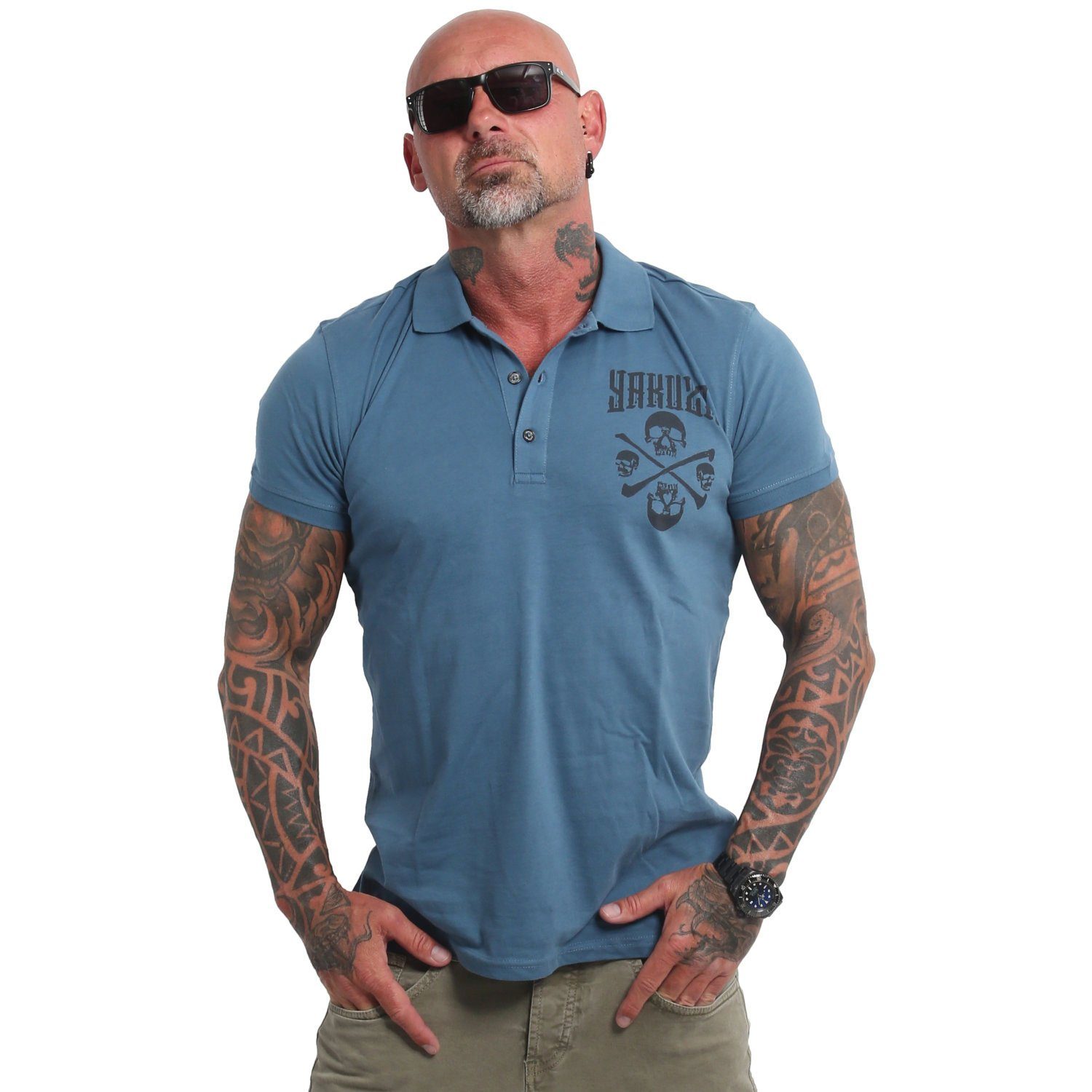 YAKUZA Poloshirt Legion mallard blue