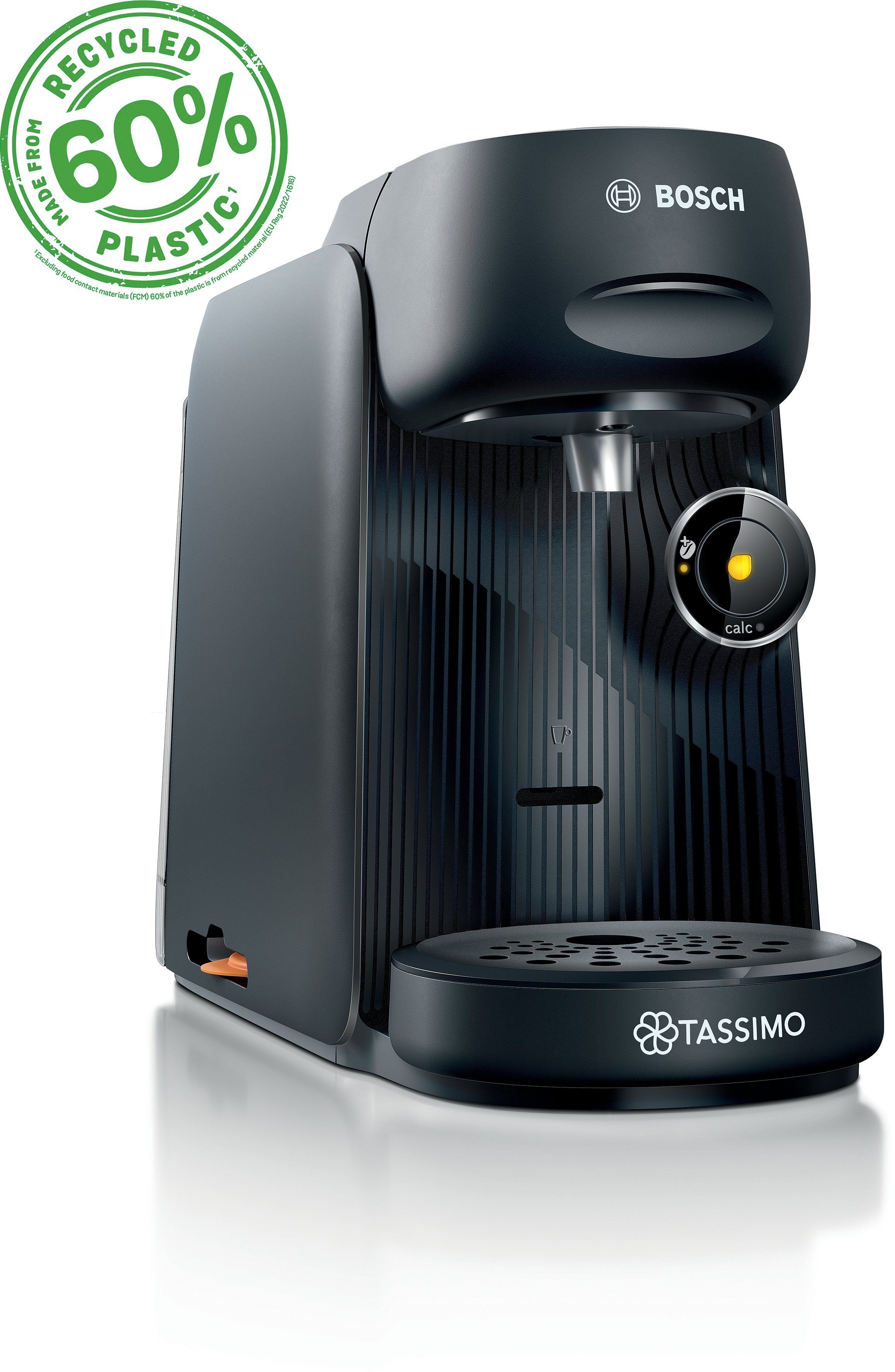 TASSIMO Kapselmaschine FINESSE friendly TAS162E, aus Recyclingmaterial, mehr Intensität per Knopfdruck, schwarz