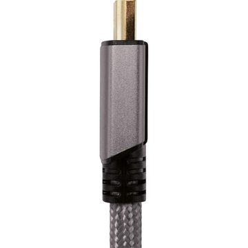 Schwaiger High Speed HDMI Kabel mit Ethernet 2m HDMI-Kabel, Space Grau, Ultra HD, Stecker mit Knickschutz