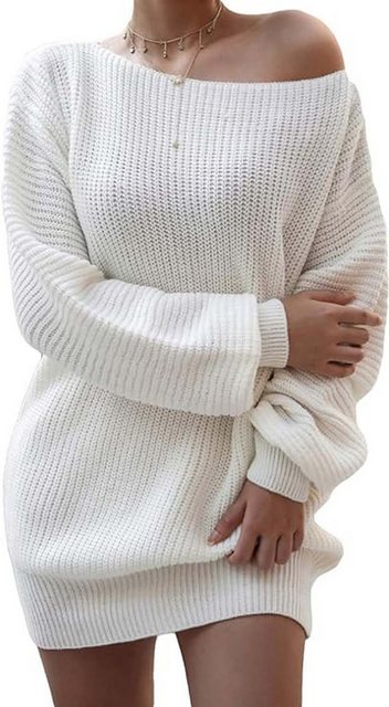 FIDDY Strickpullover Damen Pullover One Shoulder Sweatshirt Schulterfrei St günstig online kaufen