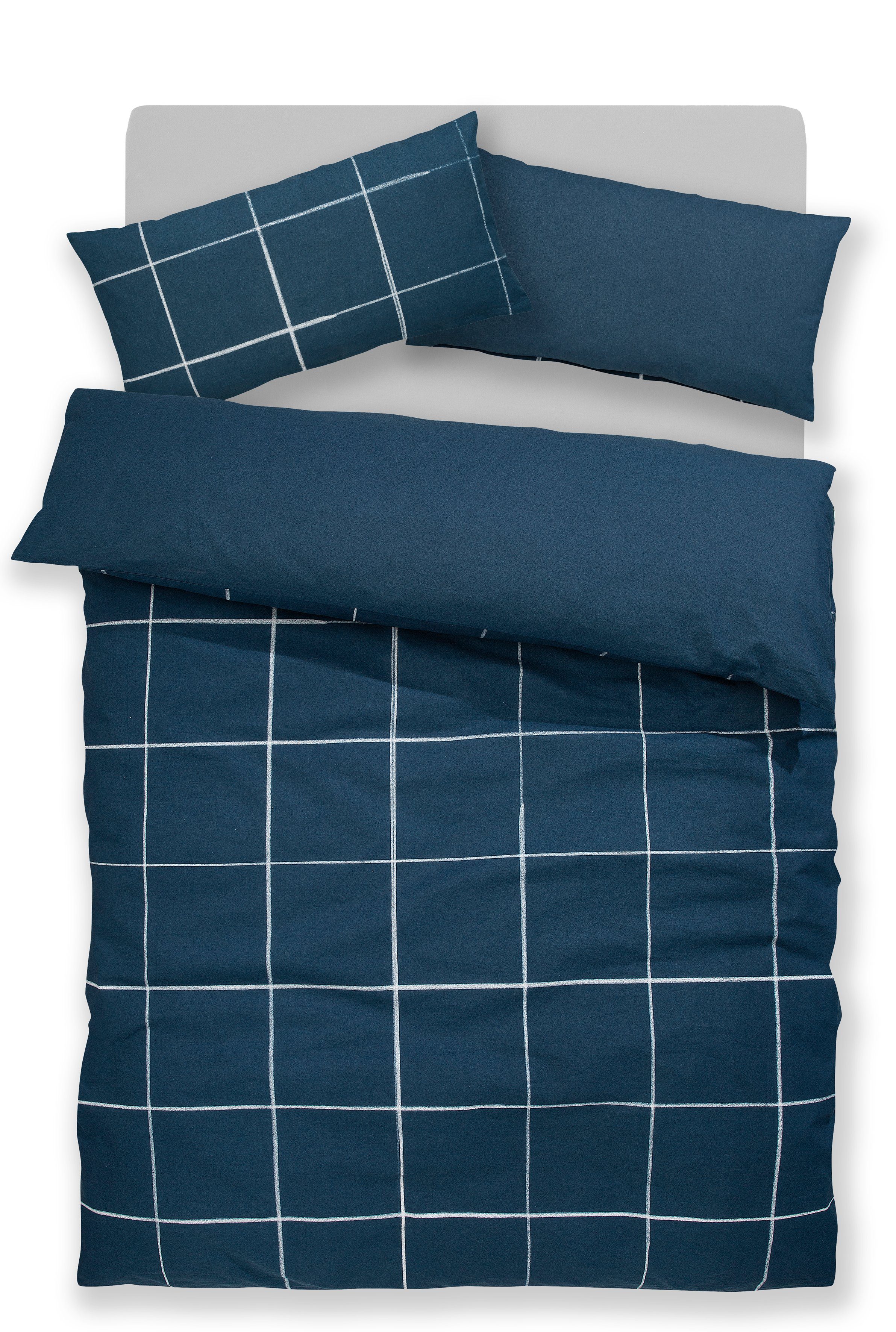 OTTO home Bettwäsche Nature, Renforcé, 2 teilig, Bettwäsche in unregelmäßigem Karo-Muster