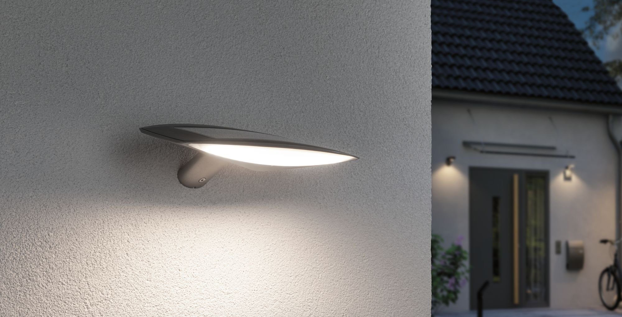Warmweiß fest LED-Modul, Außen-Wandleuchte Paulmann Kiran, LED 180lm integriert, IP44 Weiß Bewegungsmelder Warmweiß, mit