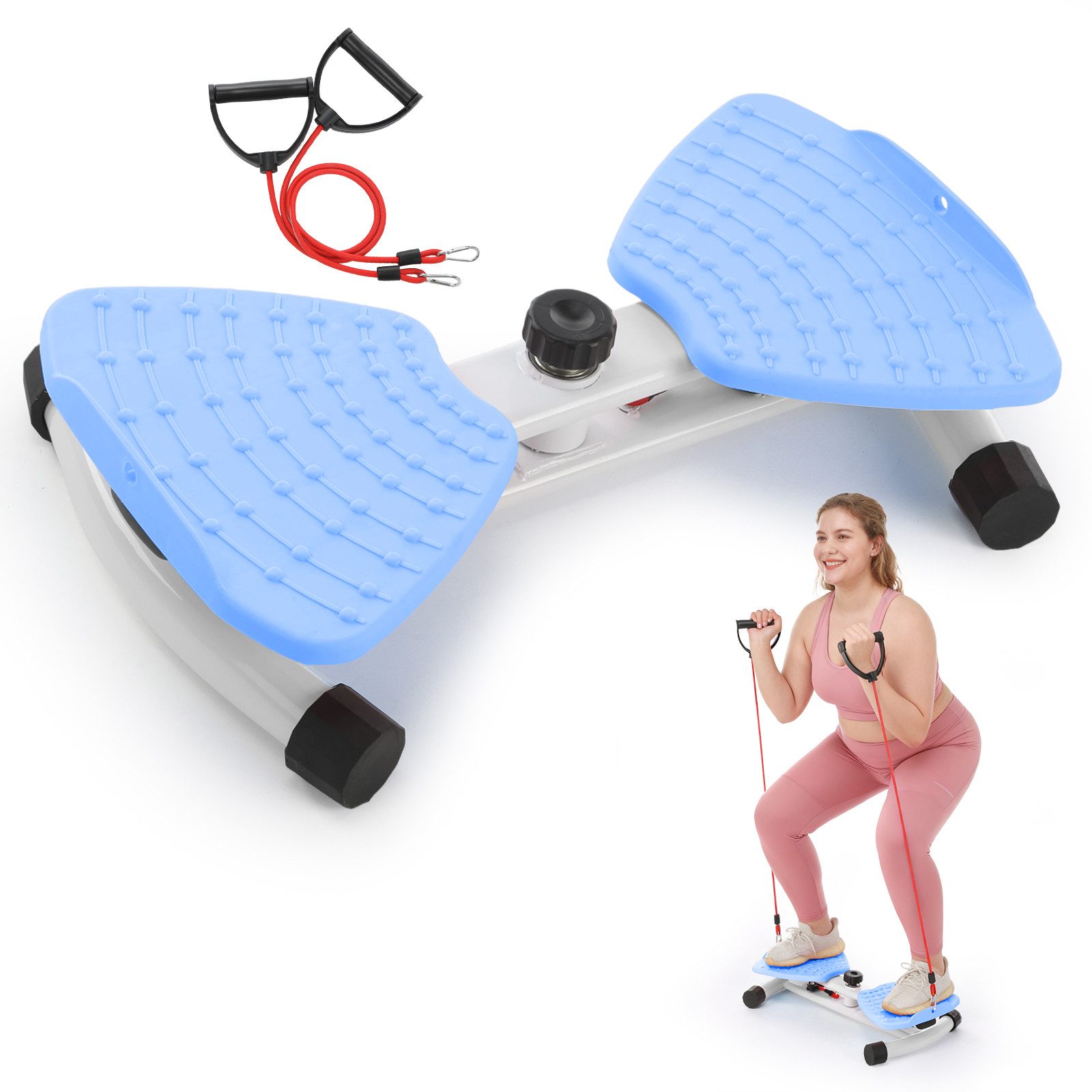 kehot Multitrainer Drehbarer Twister mit Zugbändern, Fitness-Twist-Board für Training, (Stabile Konstruktion mit 90° Rotation für Vielseitige Übungen, Große Rutschfeste Trittfläche 52×32 cm, bis 150 kg belastbar), Inklusive 2 Zugbändern & Anleitung – Idea