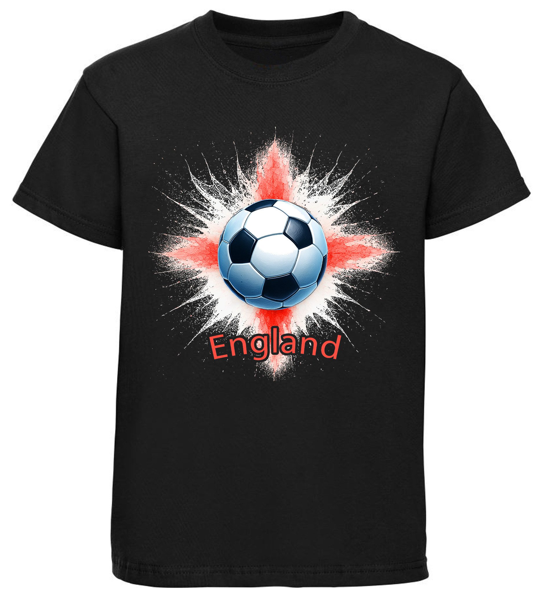 MyDesign24 T-Shirt Kinder Fussball Shirt - WM Shirt schwarz Kurzarm Fussball T-Shirt – England Fanshirt i675