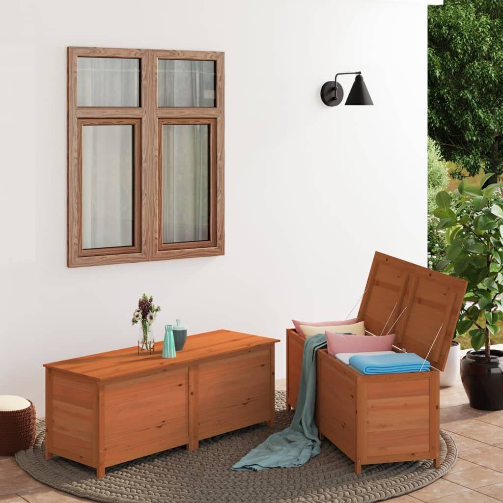furnicato Gartenbox Outdoor-Kissenbox Braun 150x50x56 cm Massivholz Tanne