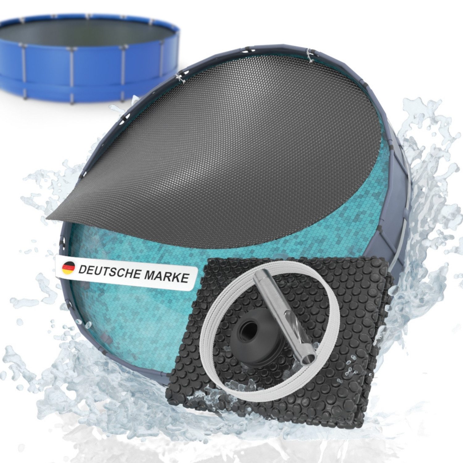 Planenfux® Solarabdeckplane Solarplane Pool rund schwarz – Noppenfolie für 305/366/457 cm, Erwärmt Poolwasser & reduziert Verdunstung – Ø305 cm