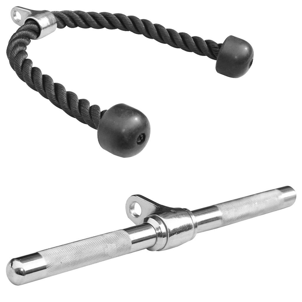 Trainingshilfe Seilzug Set - Trizeps Seil + Bizeps Trizeps Stange