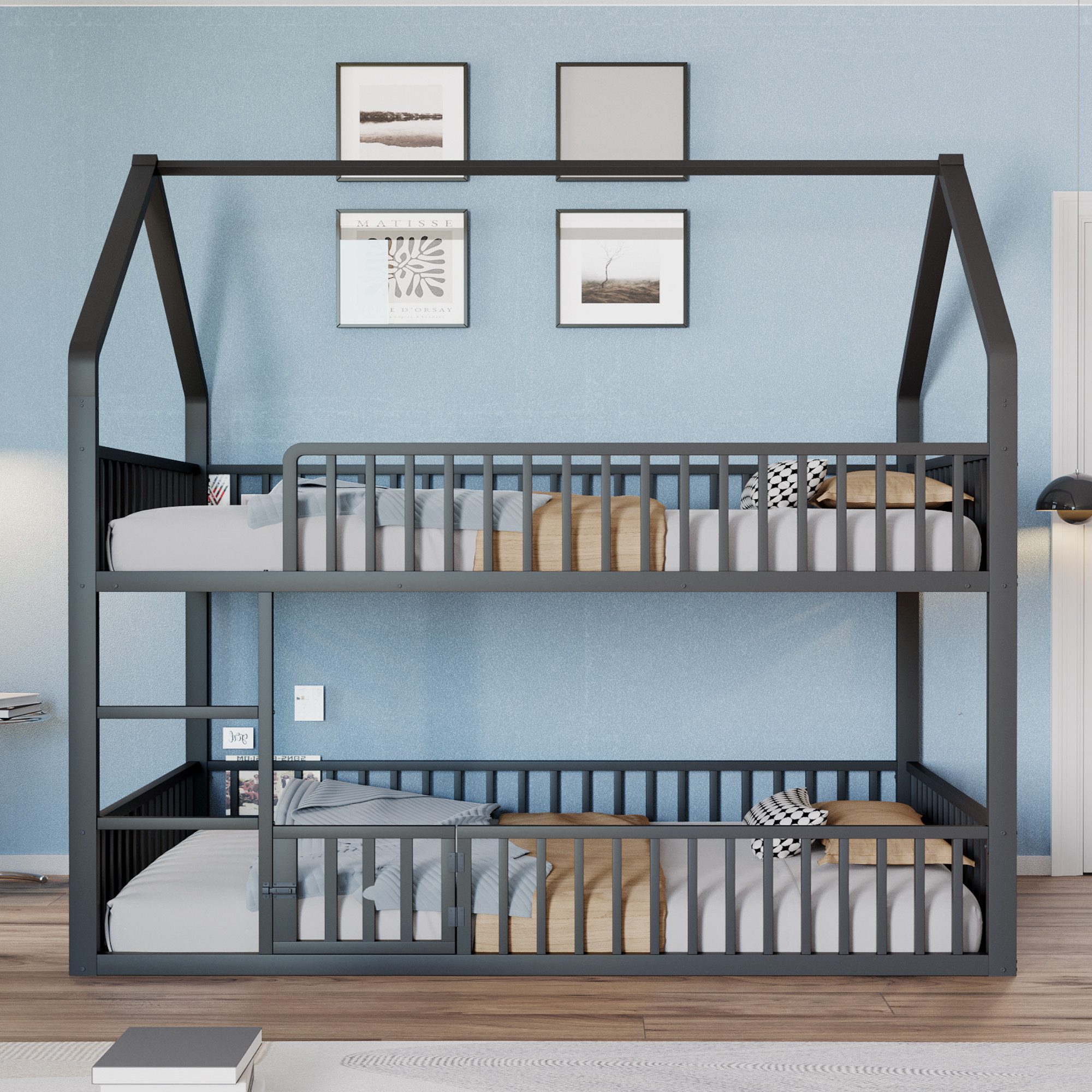 Flieks Etagenbett, Metallbett Hochbett Hausbett 140x200cm günstig online kaufen