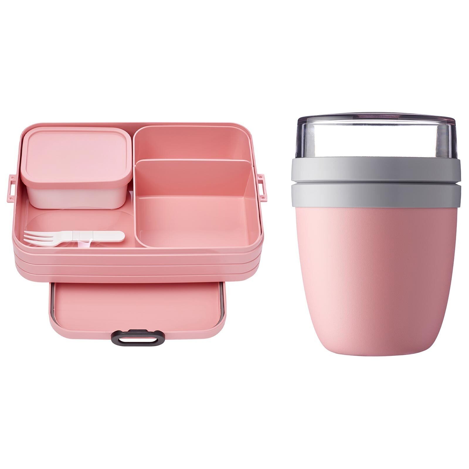 + TAB Lunchbox Bento Nordic + Mepal Kunststoff, Pink Ellipse Large, (2-tlg), Spülmaschinengeeignet Lunchpot Lunchbox
