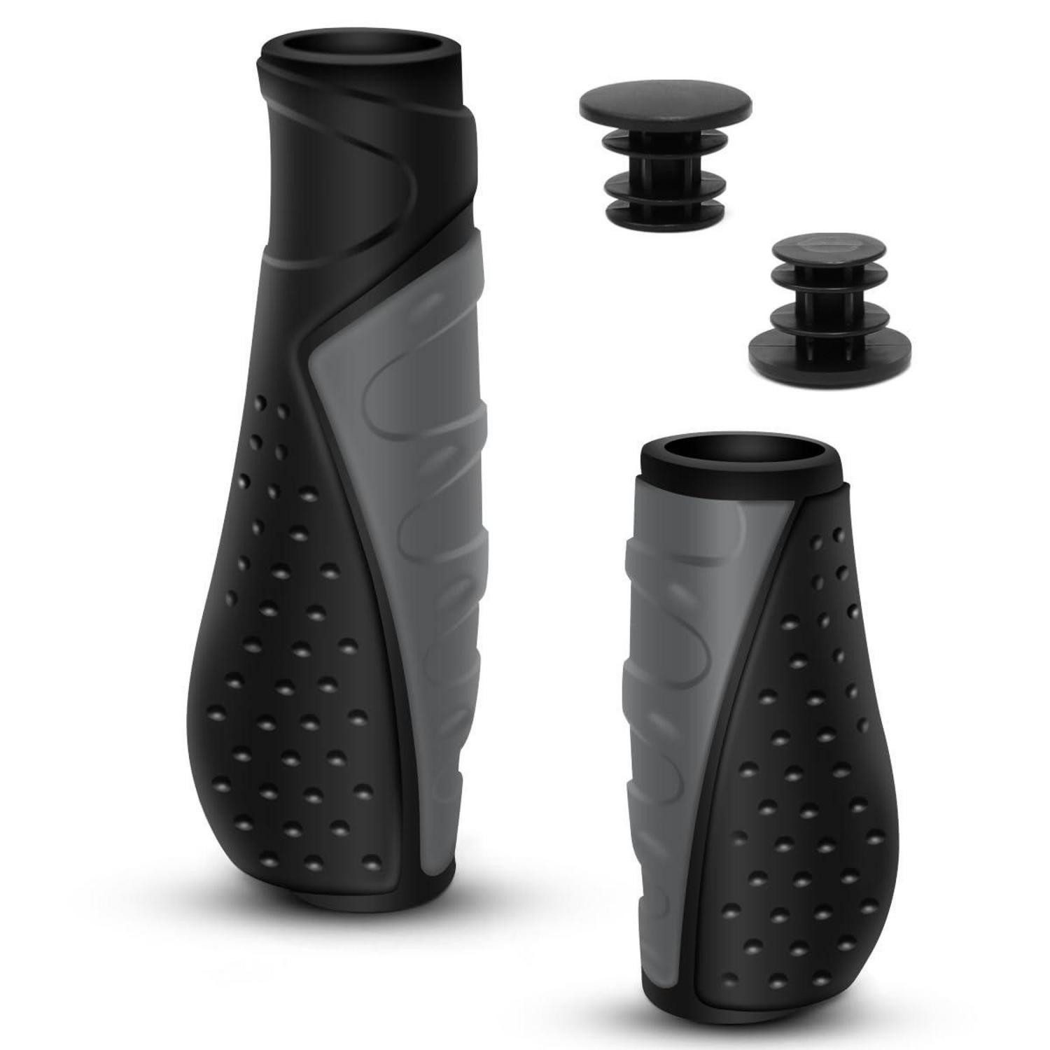 LuxusKollektion Fahrradlenker Fahrradgriffe Lenkergriffe MTB Klappfahrrad grau (130mm+90mm)