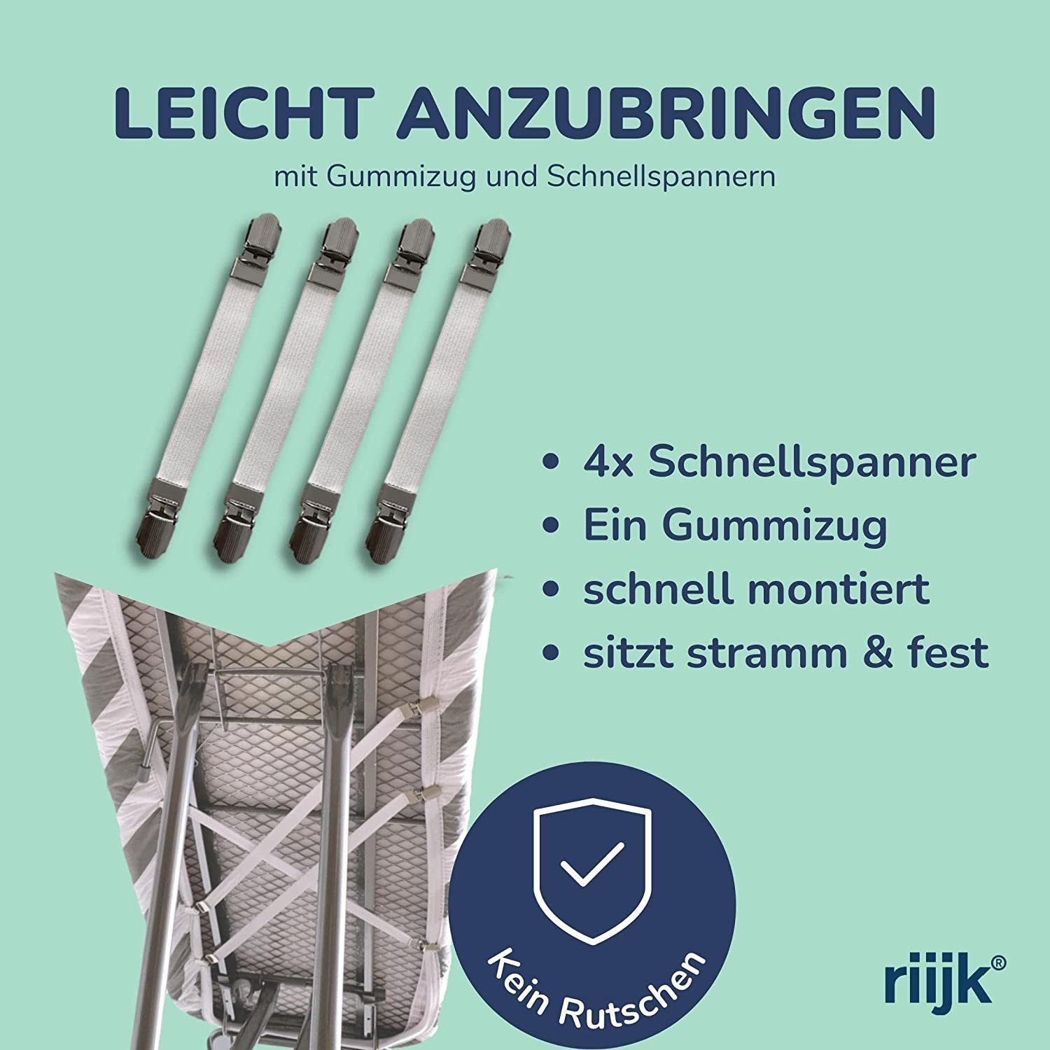 riijk Bügelbrettbezug Bügeltischbezug, Zubehör für universal passend bis 125cm Länge und 45cm Breite, Bezug Spanner Bügeltuch – Bild 5 von 5