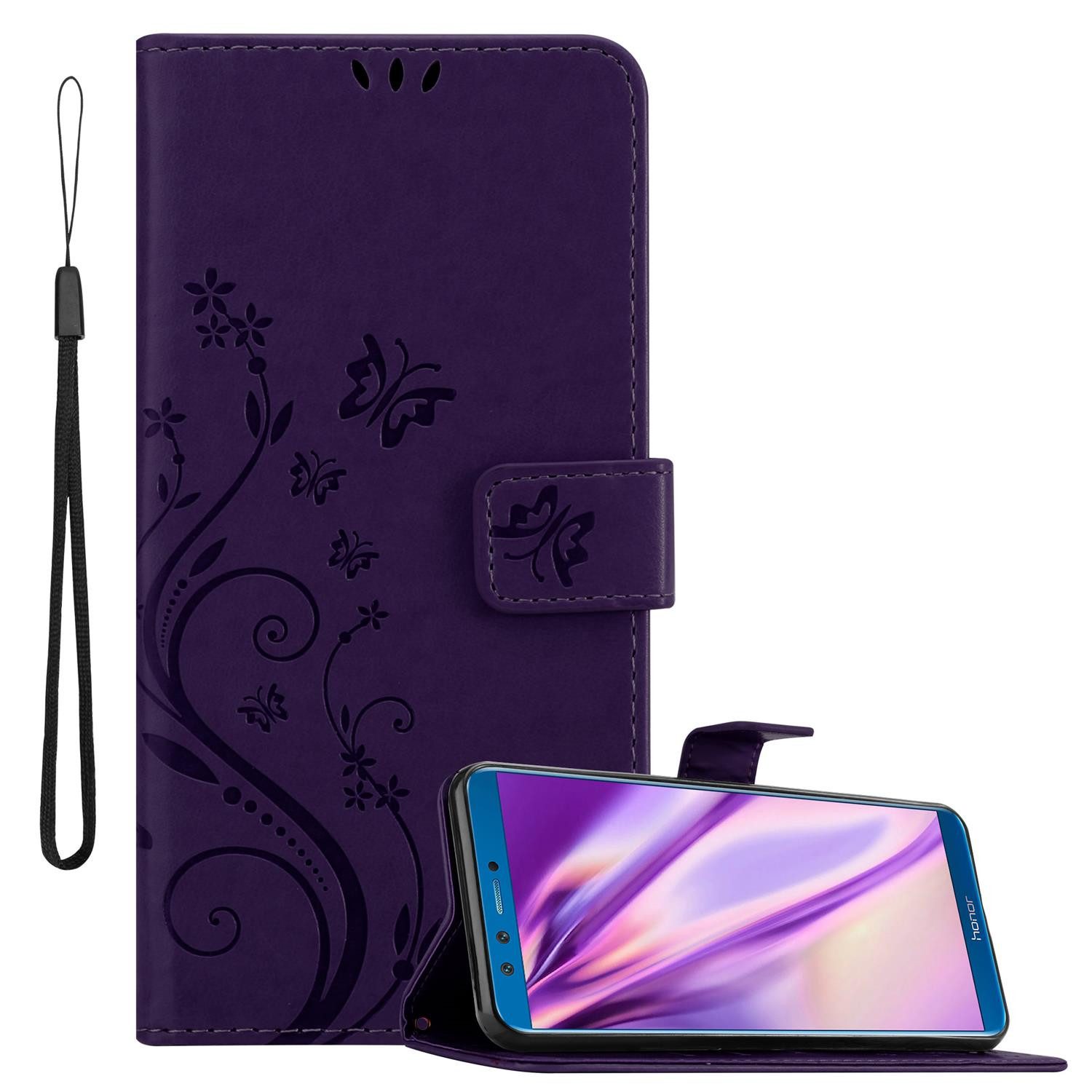 Cadorabo Handyhülle für Honor 9 LITE Hülle Honor 9 LITE, Hülle Schutzhülle Blumen Flower mit Standfunktion Kartenfach Magnet
