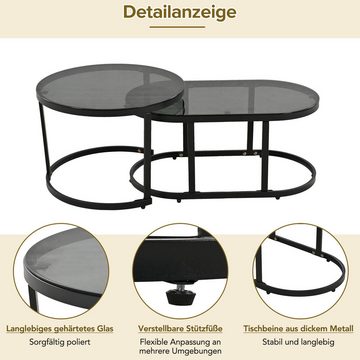 REDOM Gartenlounge-Set Gartenmöbel-Set, (5-tlg., 1 Sofa, 2Stuhl, 2 Tisch, inklusive aller Sitz-und Rückenkissen), mit Rahmen aus verzinktem Eisen, verstellbare Füße,Tischplatte aus Glas
