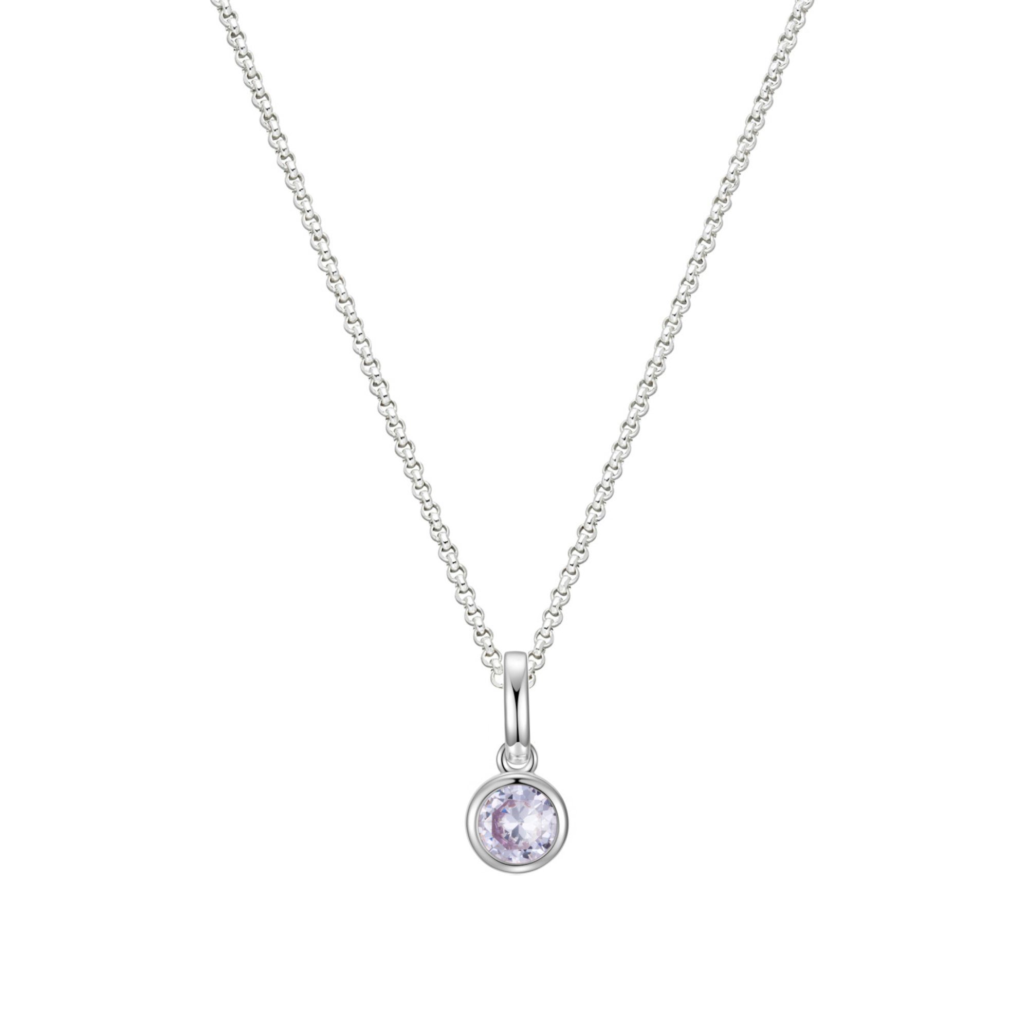 SCHOSCHON Kette mit Anhänger Halskette mit kleinem Zirkon Anhänger Rollokette 925 Silber