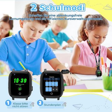 ADUOGENG Smartwatch (1,4 Zoll, iOS, Android), 4G mit GPS Telefon WiFi Videoanruf Kamera SOS Schulmodus 5–14 Jahren