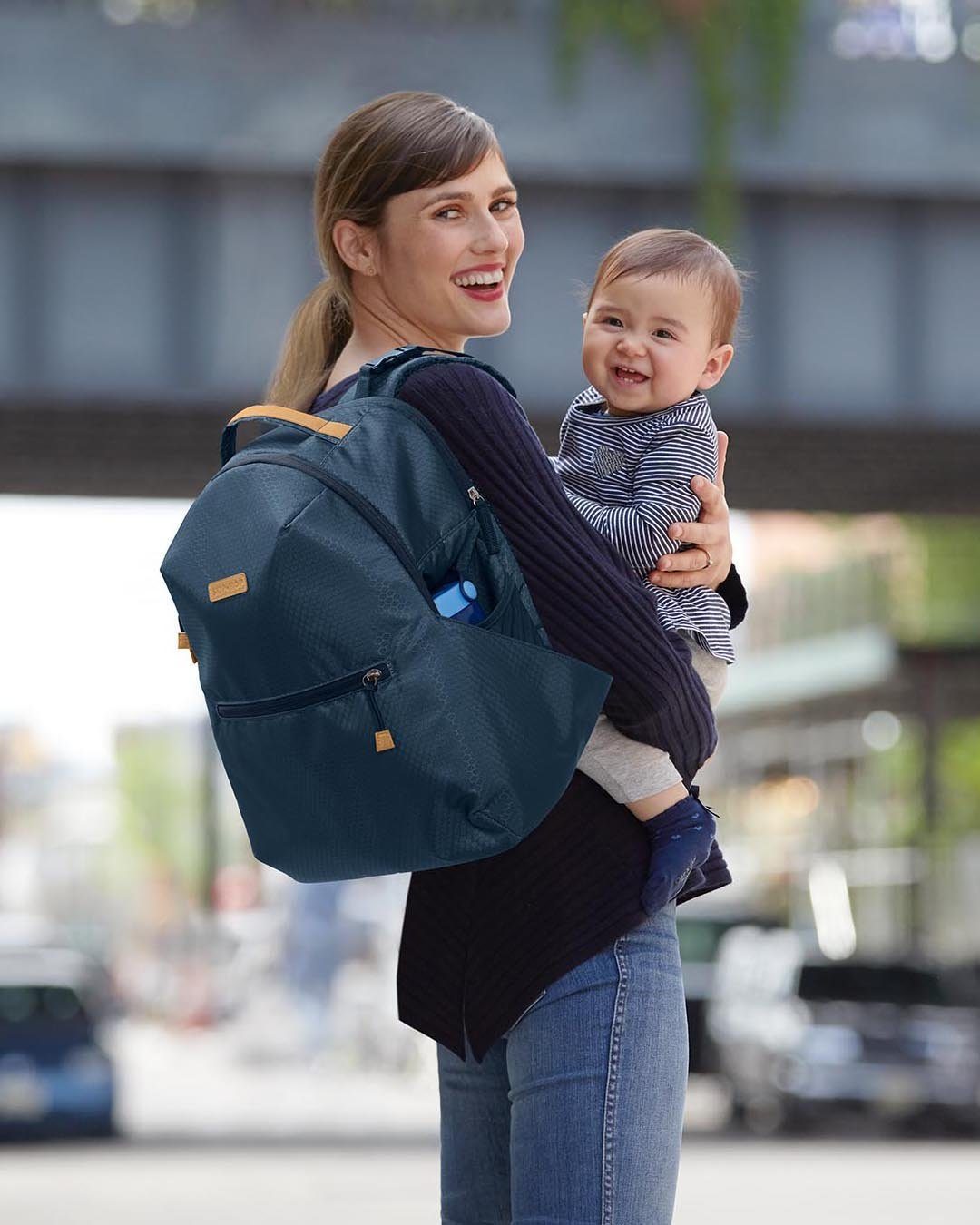 Material Wickelrucksack Go Hop Skip blau-grau, recyceltem aus Envi,