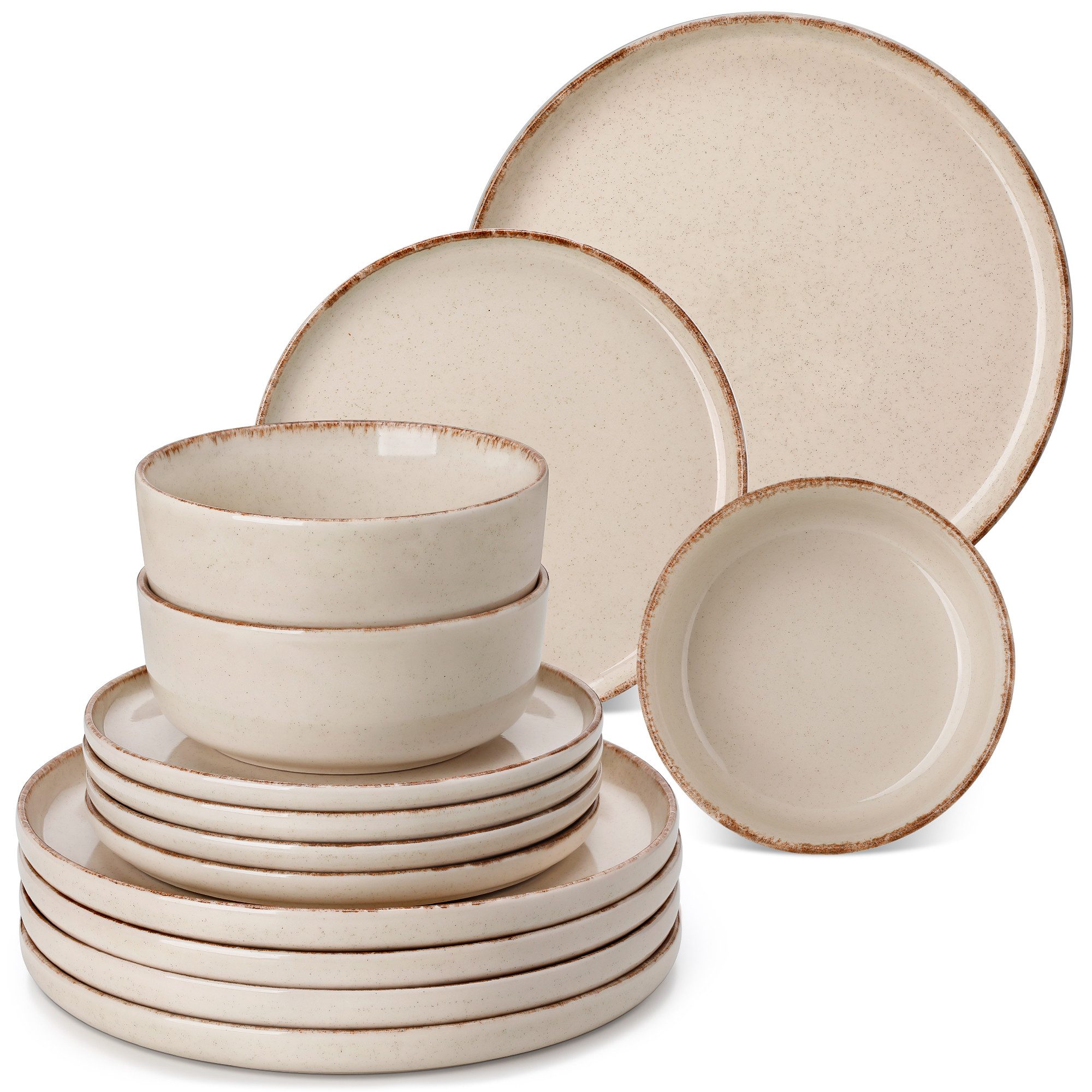 vancasso Geschirr-Set Tafelservice für 4/6, Steingut Geschirrset, Spülmaschinenfest (18-tlg), 6 Personen, Steingut