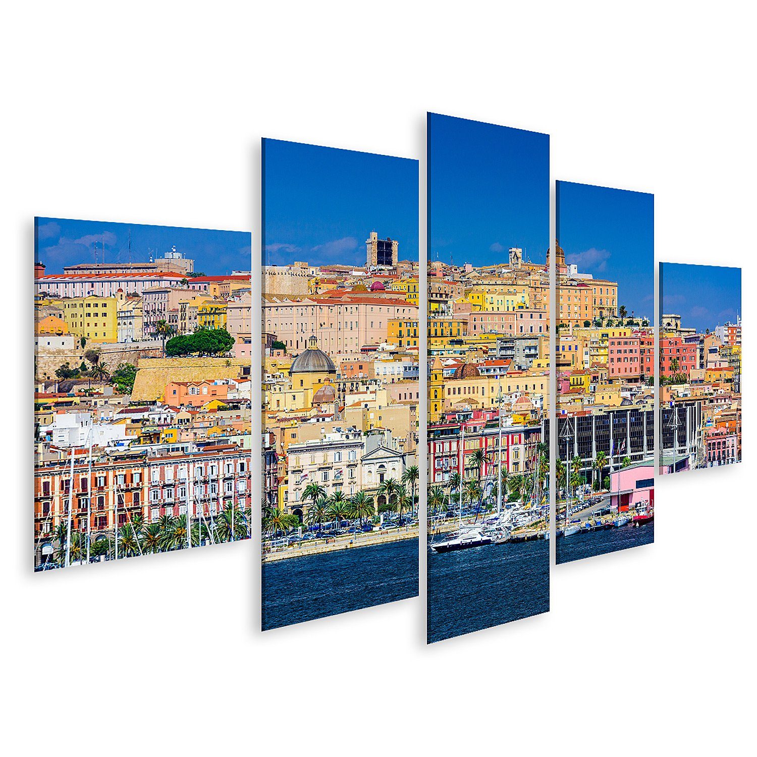 Leinwandbild Bild auf Leinwand Cagliari Sardinien Italien Küste Skyline auf dem Mit