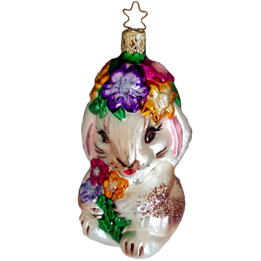 INGE-GLAS® Christbaumschmuck Osterhase Ostergruß (1-tlg), handbemalt 11,5cm mundgeblasen