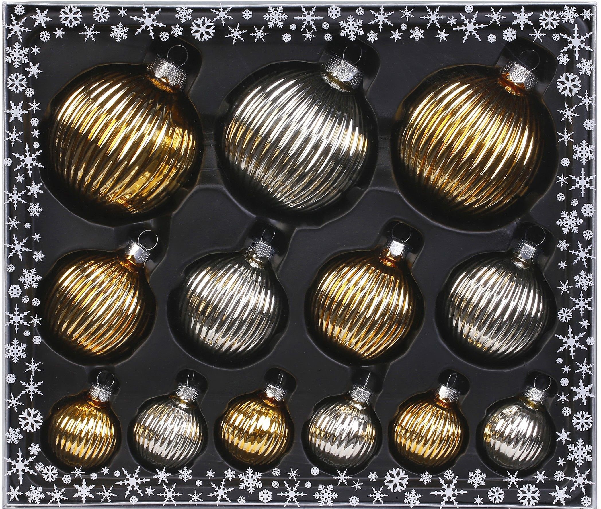 MAGIC by Inge Weihnachtsbaumkugel »Inkagold« (13 Stück), hochwertiger Echtglas-Weihnachtsschmuck, Strukturkugeln, Ø 4 cm, Ø 6 cm und Ø 8 cm-Otto
