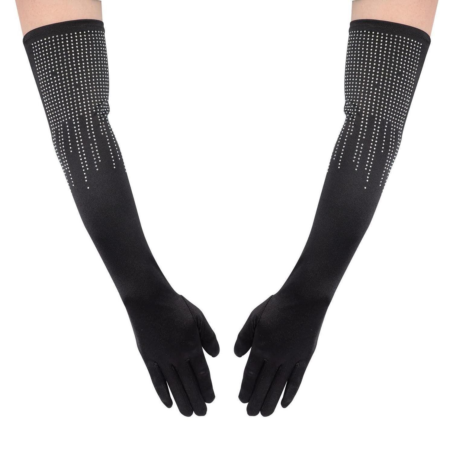 LuxusKollektion Abendhandschuhe Abendhandschuhe Damen Lange Schwarz Elegant Satin (1-St)