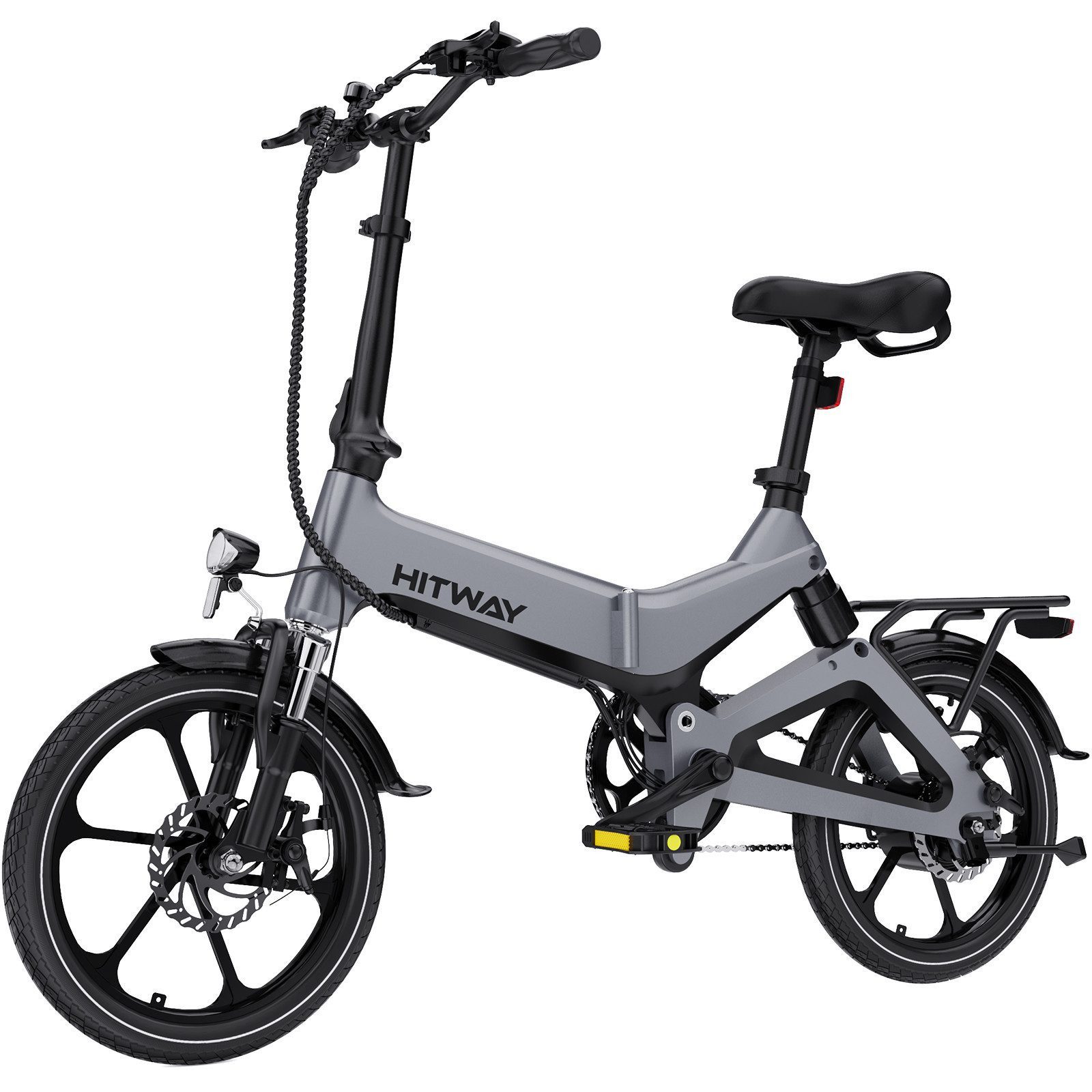 HITWAY E-Bike Faltrad 16 zoll Elektrofahrrad Klapprad Damen Herren mit 36V 7,8Ah Akku, 1 Gang, Kettenschaltung, 250W Heckmotor, 280,8 Wh, Max.25 km/h Pedelec, E Cityrad Faltrad