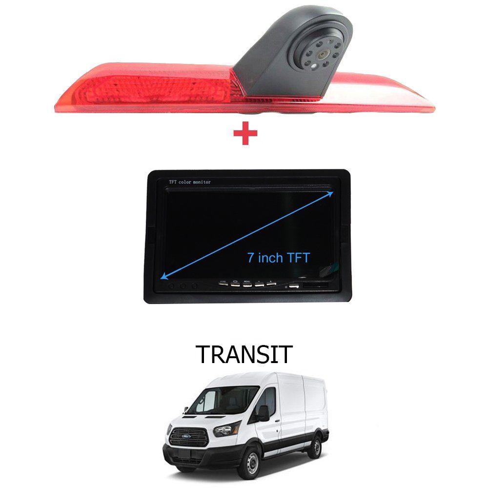 TAFFIO Für Ford Transit + Transporter LED Rückfahrkamera Nachtsicht Bremsleuchte 7" Monitor
